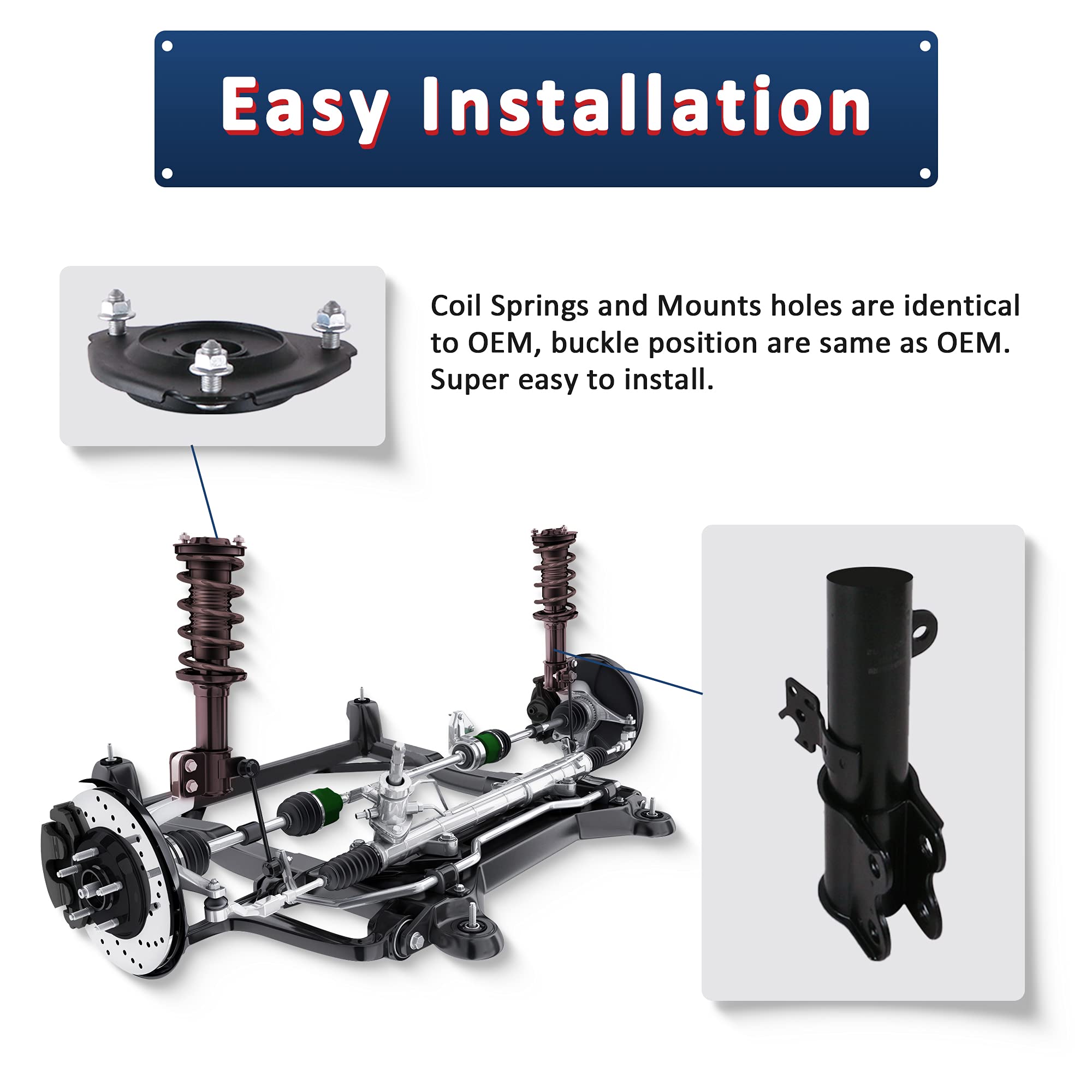 Mostplus Front Pair Complete Strut Spring Assembly 171979 171980 Compatible For 1992-1996 Toyota Camry 2.2L