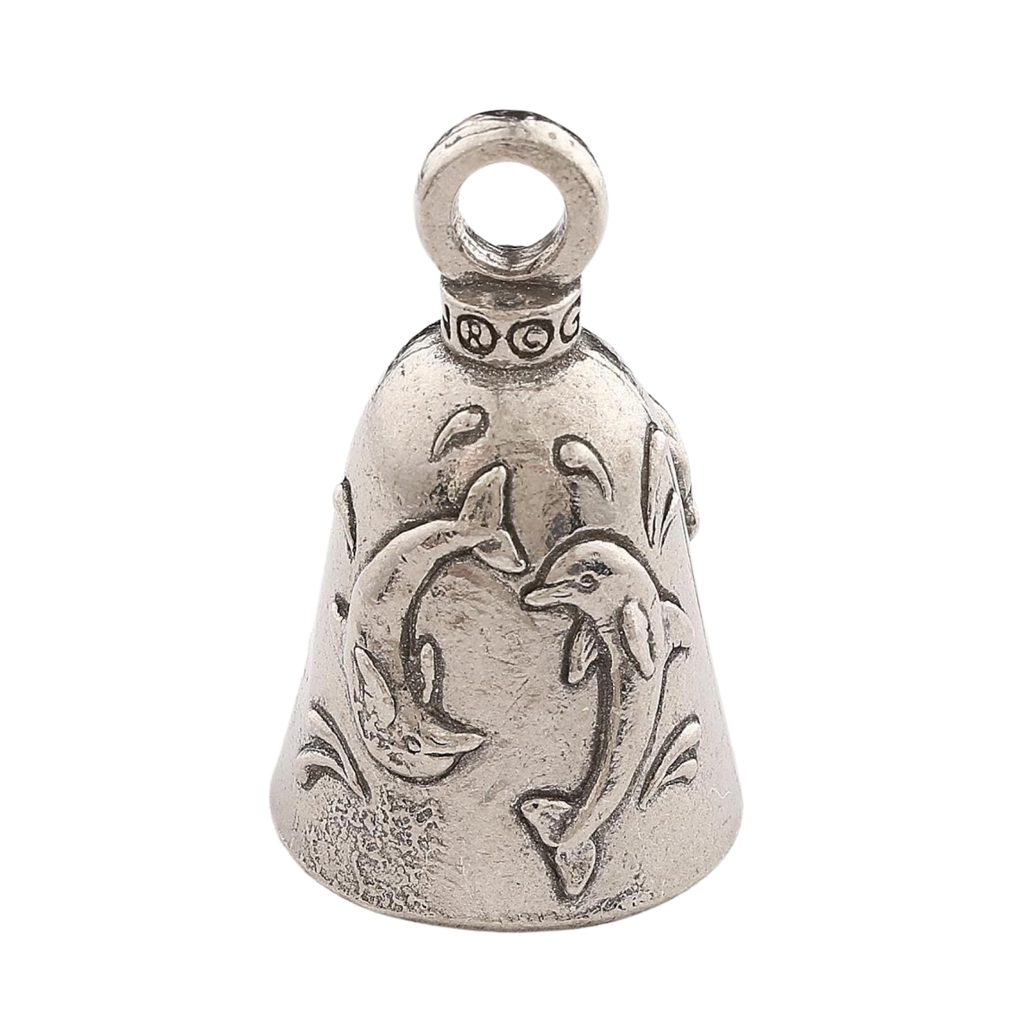 Guardian Bell Dolphin Good Luck Bell W/Keyring & Black Velvet Gift Bag | Motorcycle Bell | Lead-Free Pewter | Made In Usa