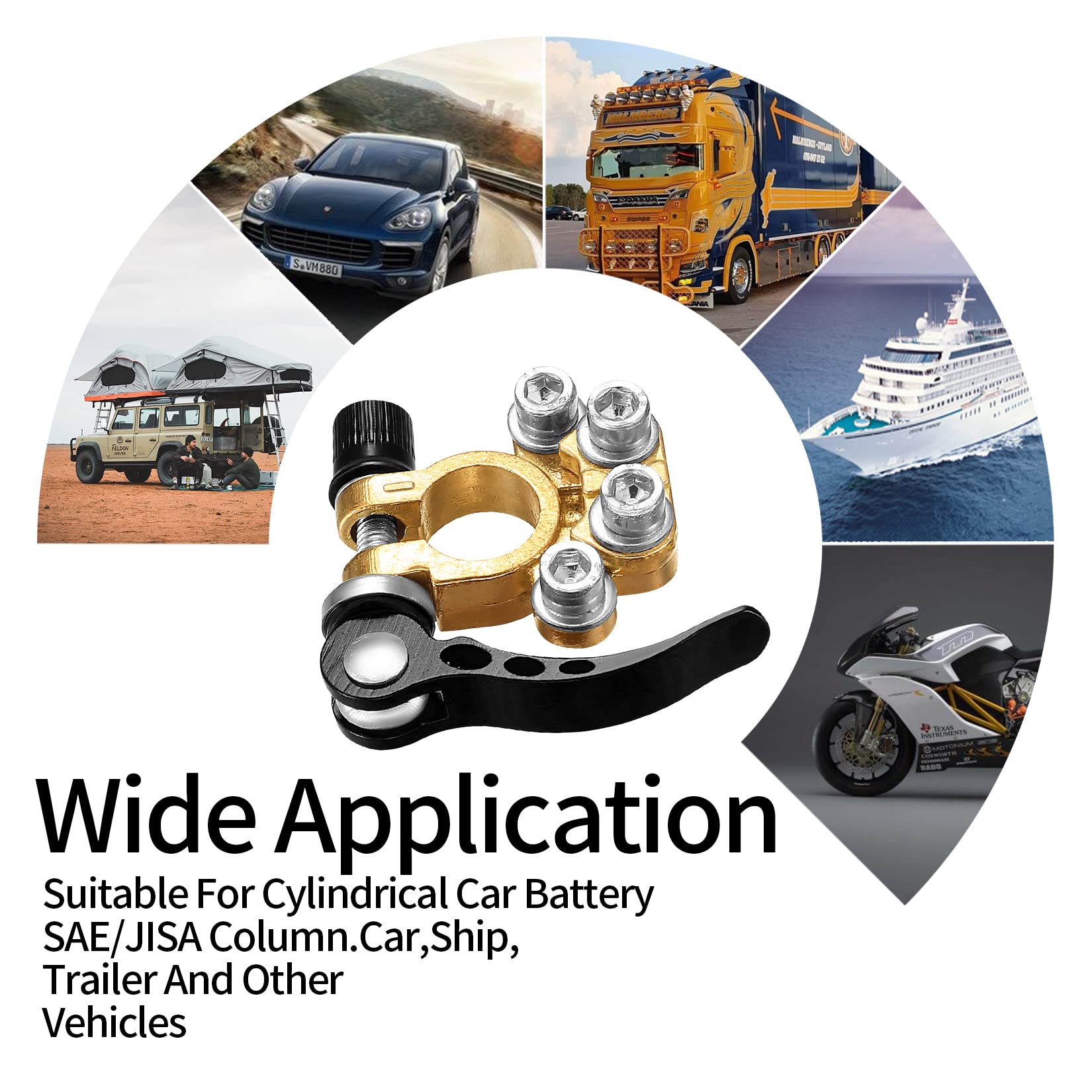 Car Battery Terminal Connectors, 2pcs Battery Terminals Top Post, 4 Way Auto Car Battery Terminals Clamps Connectors Quick Relea