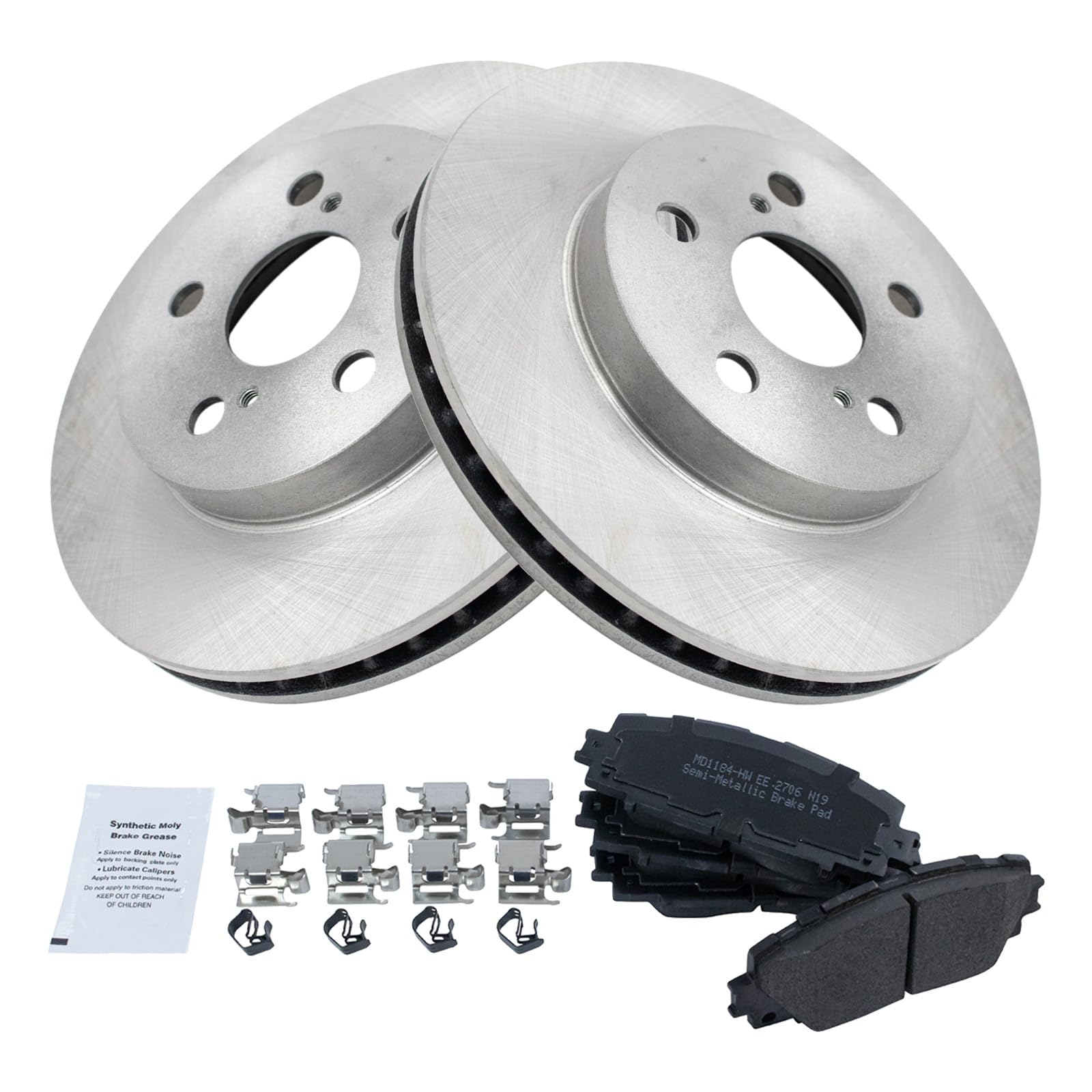 Trq Front Brake Pad & Rotor Kit Brake Pads Brake Rotor Semi-Metallic Compatible With 2020-2021 Toyota Corolla 2016-2021 Prius 20