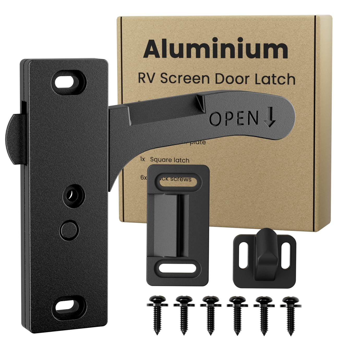 Safoner Aluminum RV Screen Door Latch Right Handle Replacement Kit for Travel Trailer, Camper, Motorhome- RV Accessories for Ins