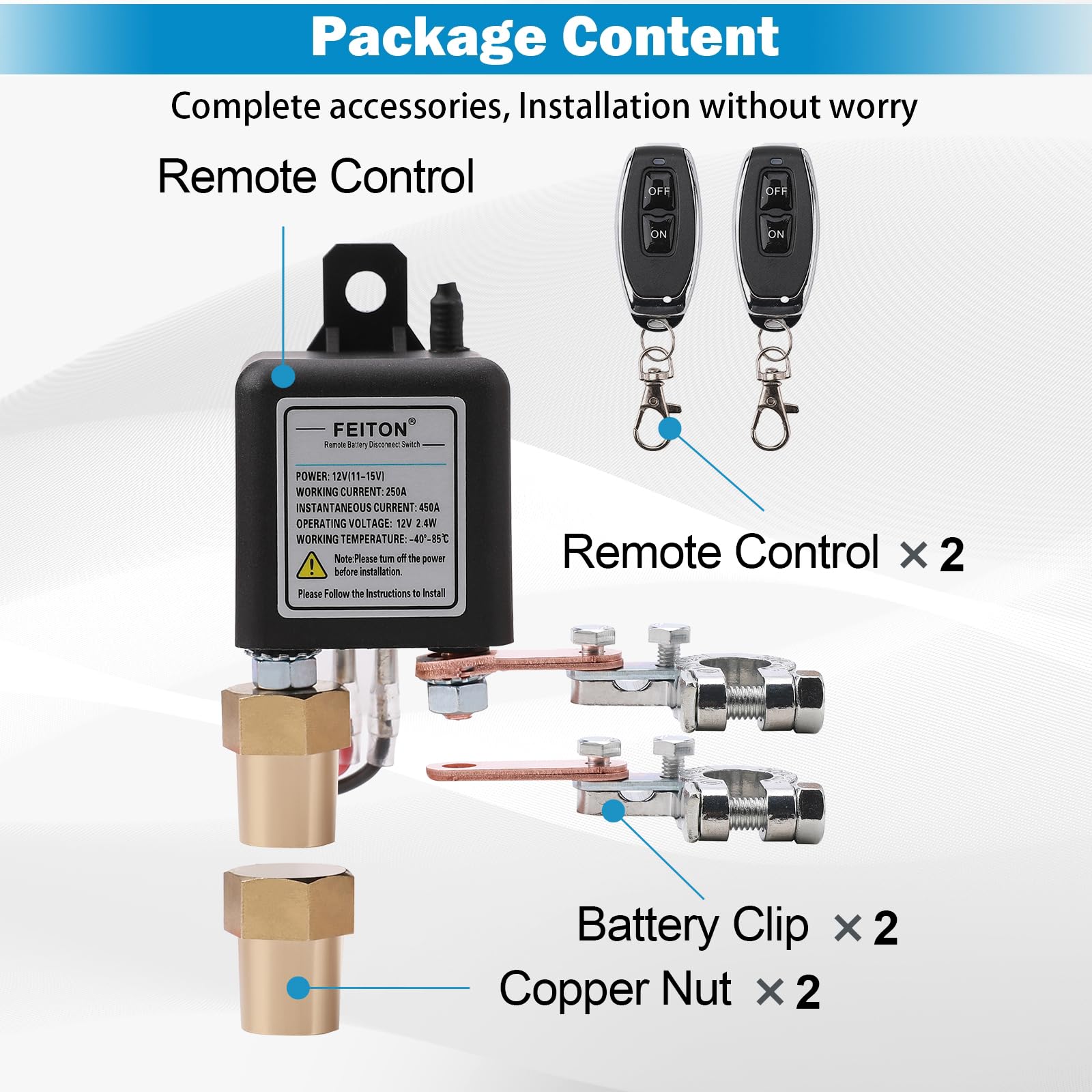 250A Remote Battery Disconnect Switch 12V Upgraded Battery Kill Switch For Car Rv Truck Camper Dual Remote Control Anti-Theft Ba