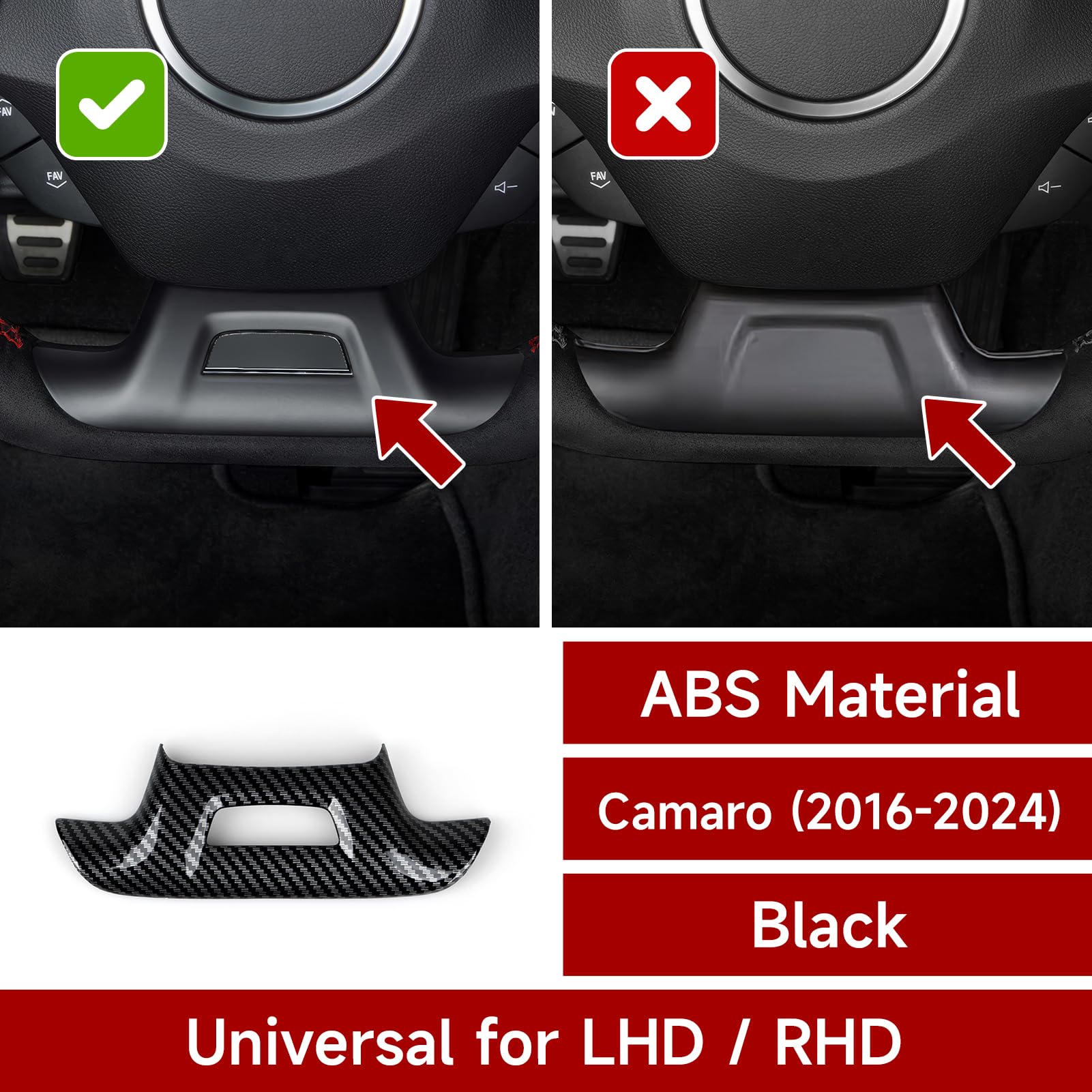 Car ABS Carbon Fiber Decal Bottom Sticker Interior Trim Cover for Chevrolet Camaro ZL1 2016 2017 2018 2019 2020 2021 2022 2023 2