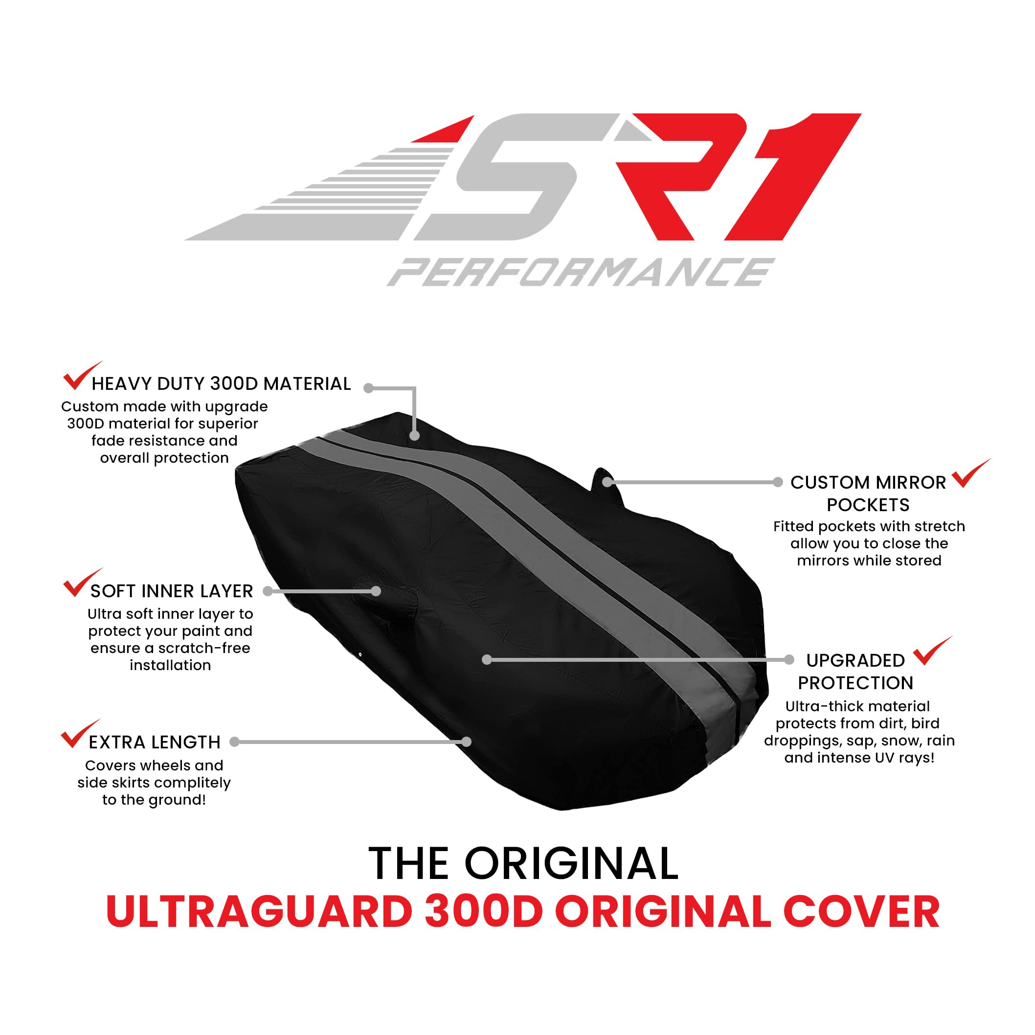 C6 Corvette Car Cover - Indoor/Outdoor Protection Ultraguard Plus 300 Denier Water Resistant - Custom Fit for All 2005-2013 Corv