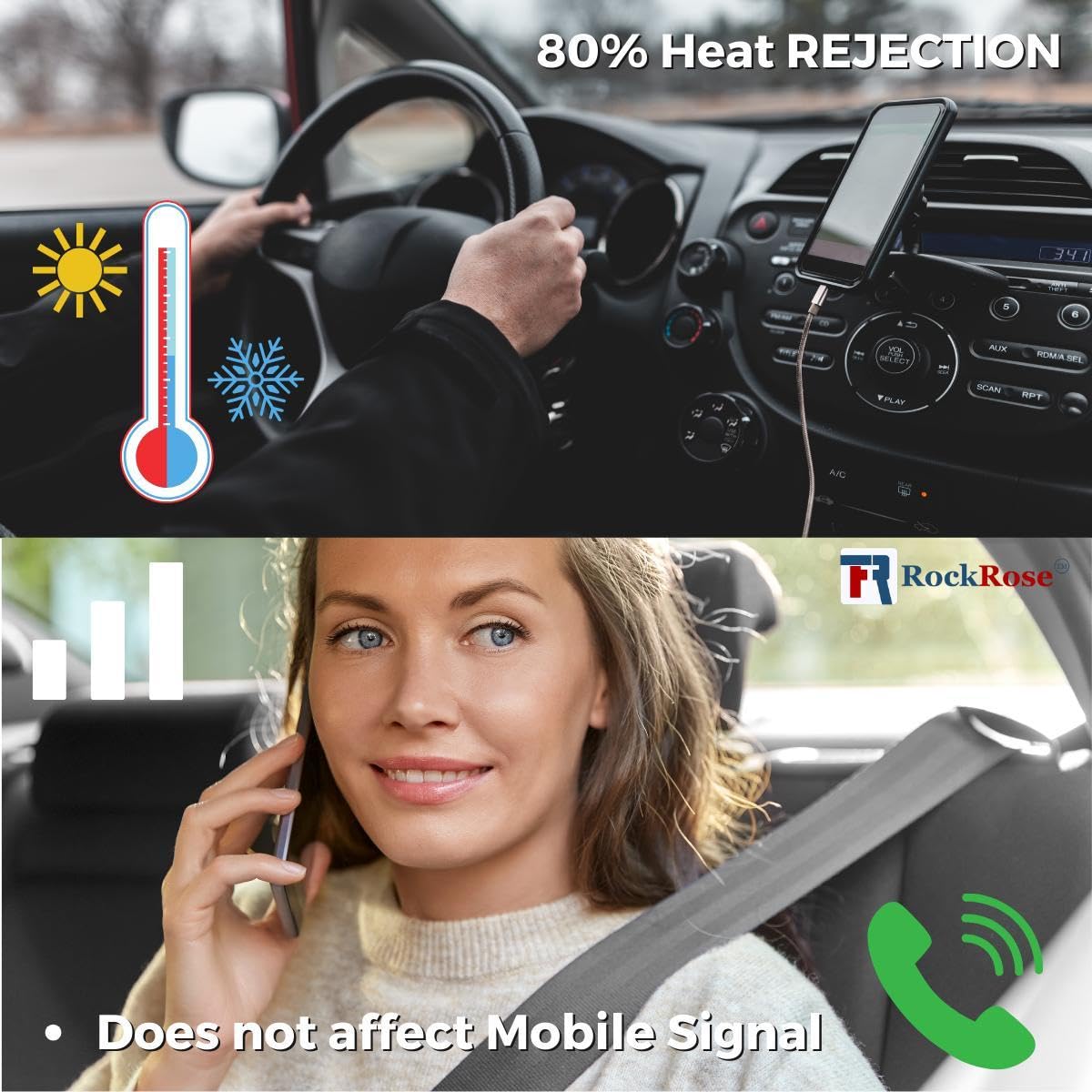 Rockrose 35% Vlt Car Tint 24'' By 15Ft 2Ply Nano Ceramic Professional Tint Car Window Tint Heat, Uv, And Irr Block Tint For Cars