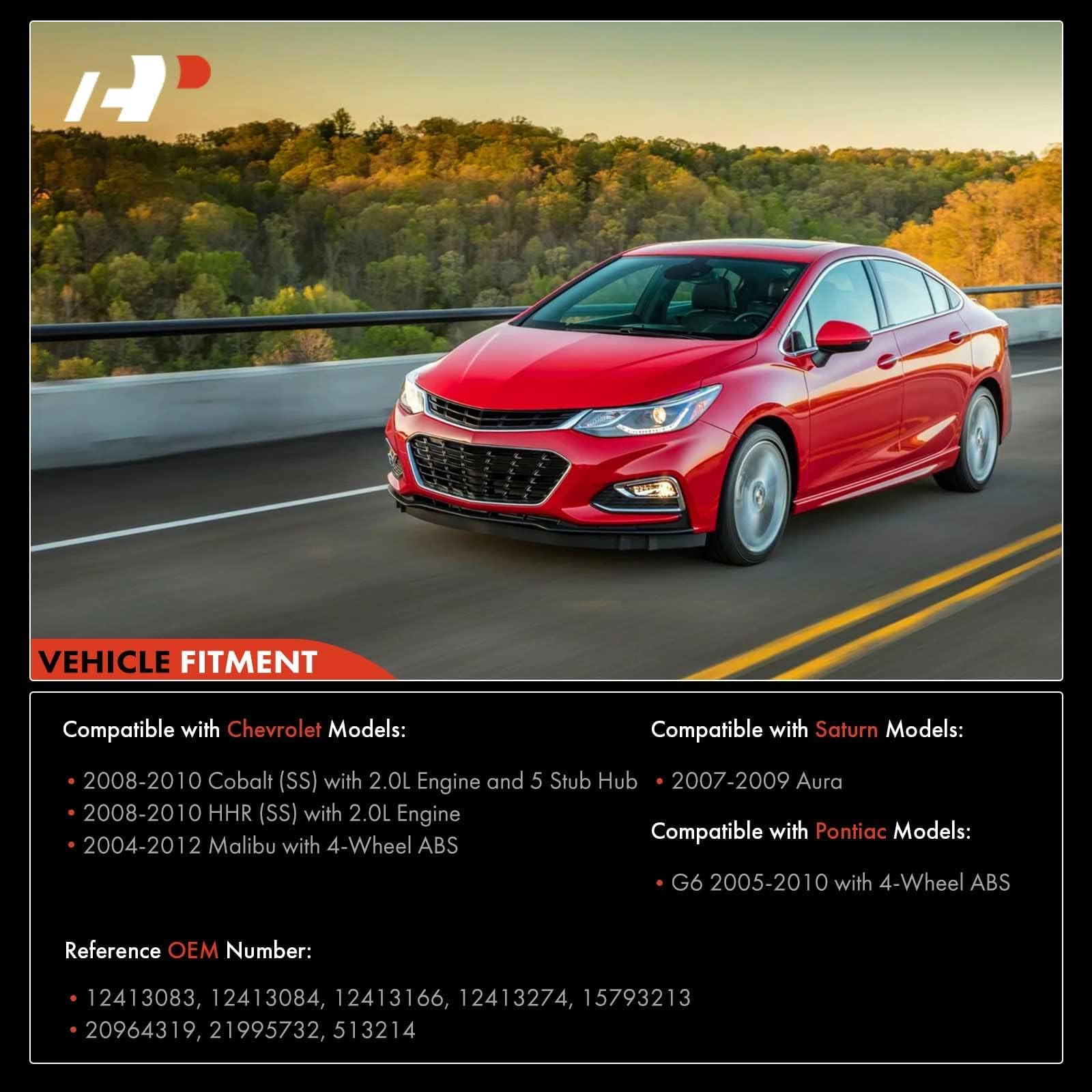 A-Premium 2 X Front Wheel Bearing And Hub Assembly With Abs & 5-Lug Compatible With Chevrolet Malibu 2004-2012, Hhr Ss 2008-2010, Cobalt Ss 2008-2010, Pontiac G6 2006-2010, Saturn Aura 2007-2009