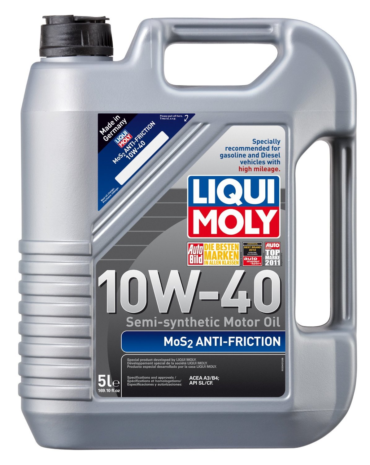 Liqui Moly (2043-4Pk) Mos2 Anti-Friction 10W-40 Motor Oil - 1 Liter, (Pack Of 4)