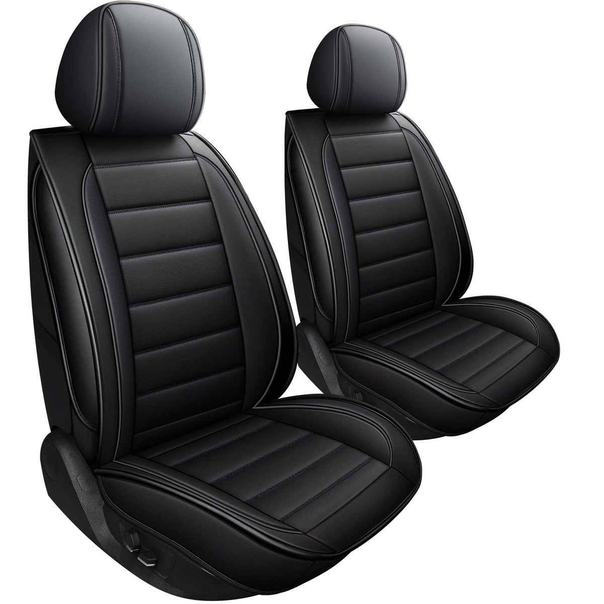 CAPITAUTO Leather Car Seat Covers, Waterproof Faux Leatherette Cushion Cover for Cars SUV Pick-up Truck Universal Fit Set for Au