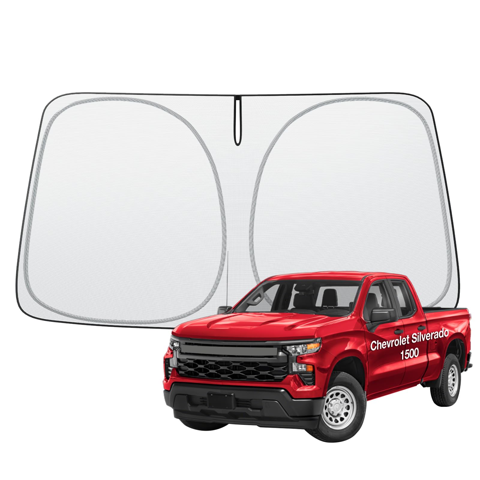 Wigoo For Chevrolet Silverado 1500 Windshield Sunshade [100% Sun Block, 4Th-Gen Cooling Tech] Foldable Heat Insulation Front Win