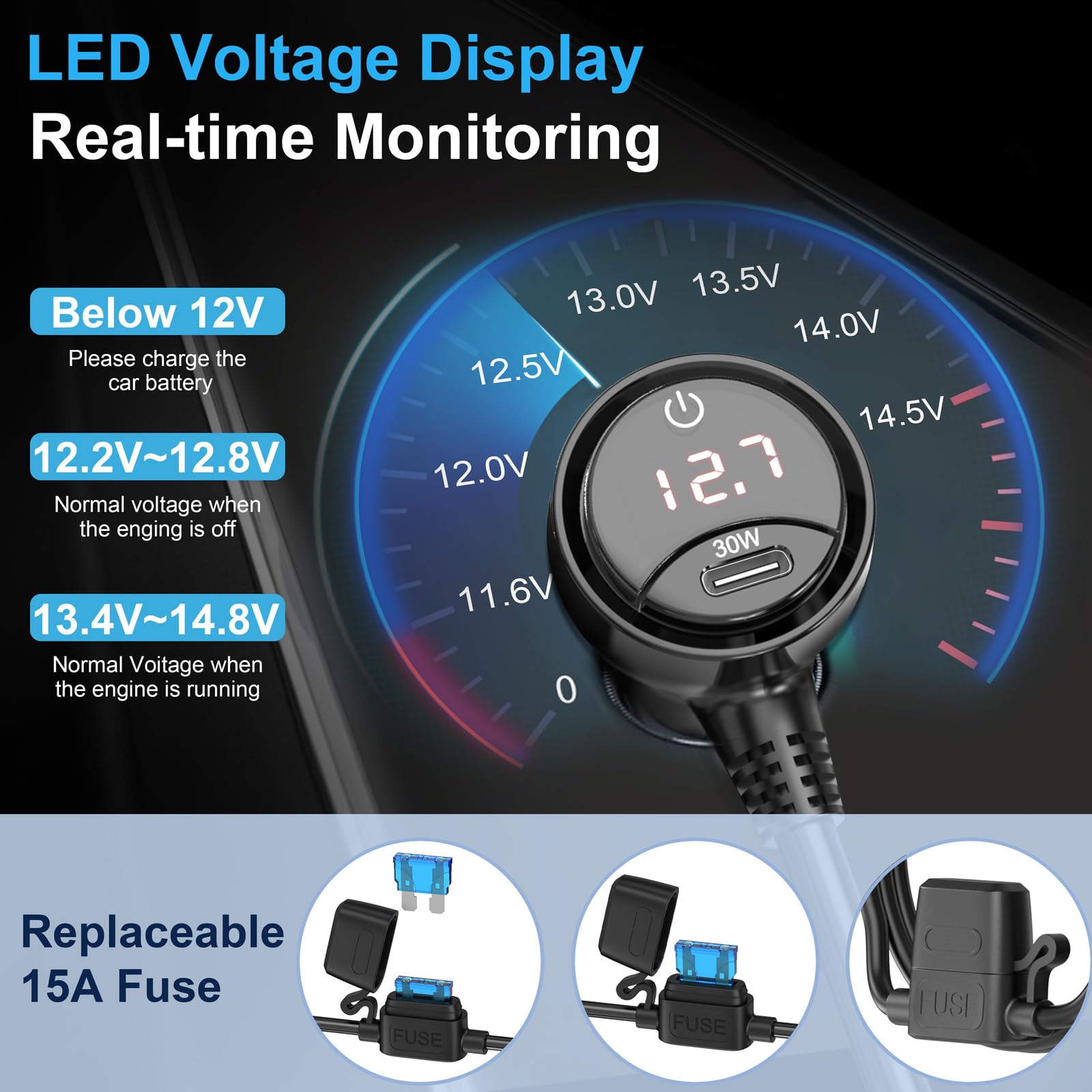 Qidoe Cigarette Lighter Splitter,300W 4-Socket Car Charger Adapter With Dual Pd30W Type C & Qc18W Usb,12V/24V Car Splitter Adapt