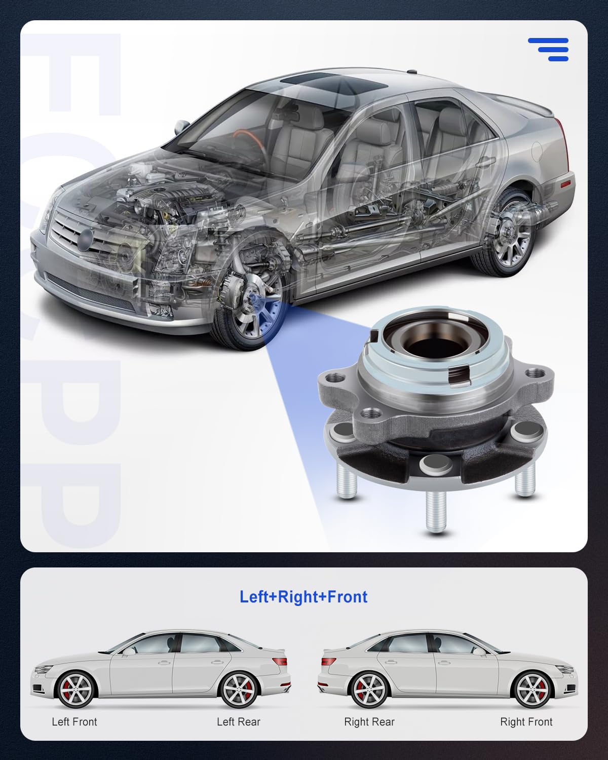 ECCPP Front 5 Lugs Wheel Bearing and Hub Assembly for 2003-2007 Murano 2004-2009 Quest Wheel Hub Bearings 513310