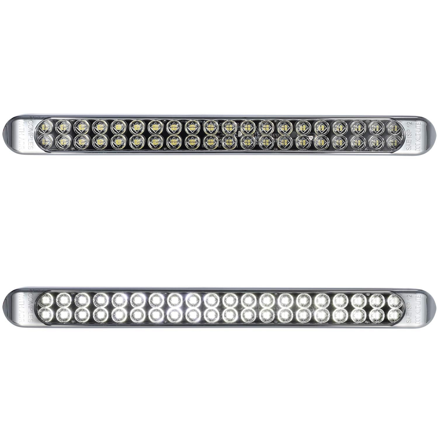 Partsam 2Pcs 17 Inch White Led Truck Trailer Light Bar 40 Led Clear Lens Dual Row, Sealed White 17 Led Waterproof Light Bar Backup Reverse Dome Interior Marker Lights For Pickup Rv