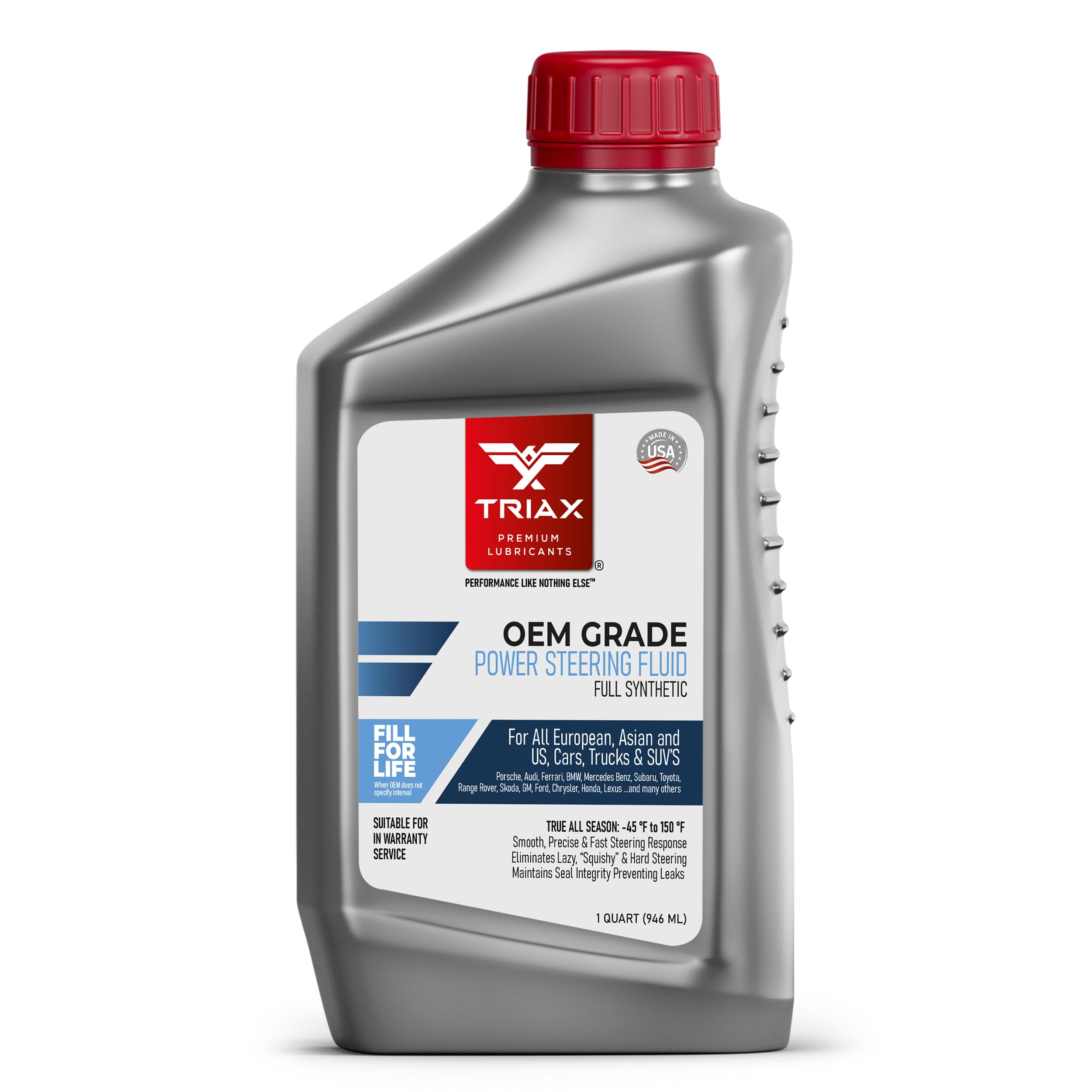 Triax Oem Grade Psf Power Steering Fluid, Synthetic, Universal, Arctic Grade -50 Cold Flow, Fits Most Asian, Us, And European Cars, Full Synthetic With Esters, Widest Spec Application (1 Quart)