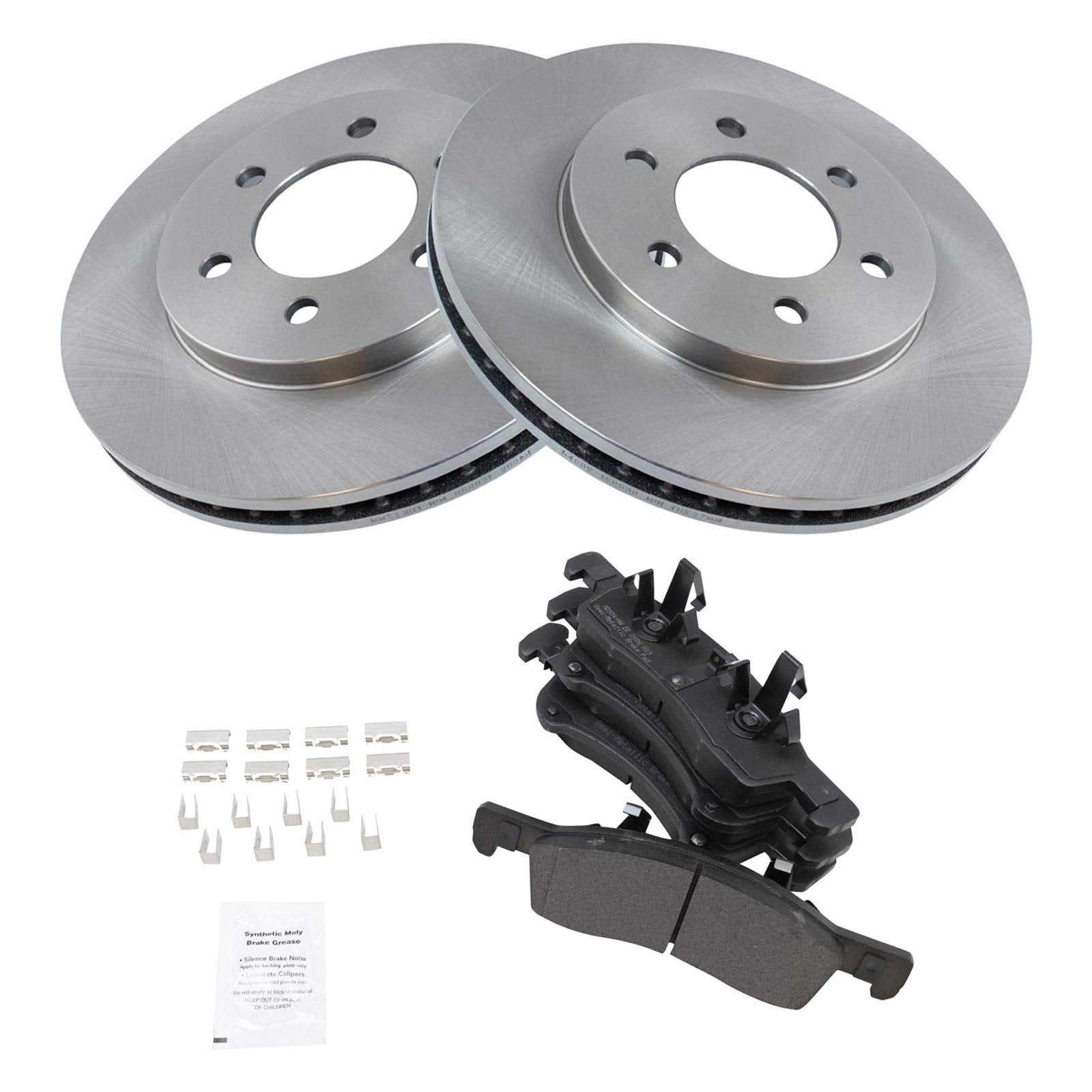 Trq Front Brake Pad & Rotor Kit Brake Pads Brake Rotor Semi-Metallic Compatible With 2003-2006 Ford Expedition Lincoln Navigator