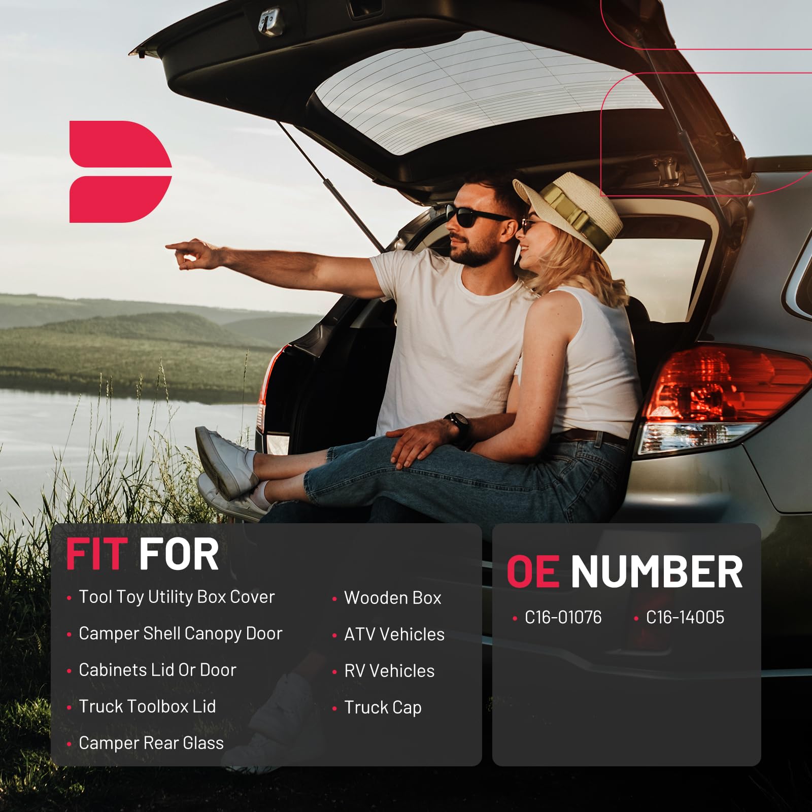 Bdfhyk C1610176 14.5 Inch 35Lbs/156N Gas Shocks Struts Lift Support Forleer Camper Shell Truck Topper Rear Window, Pickup Toolbo