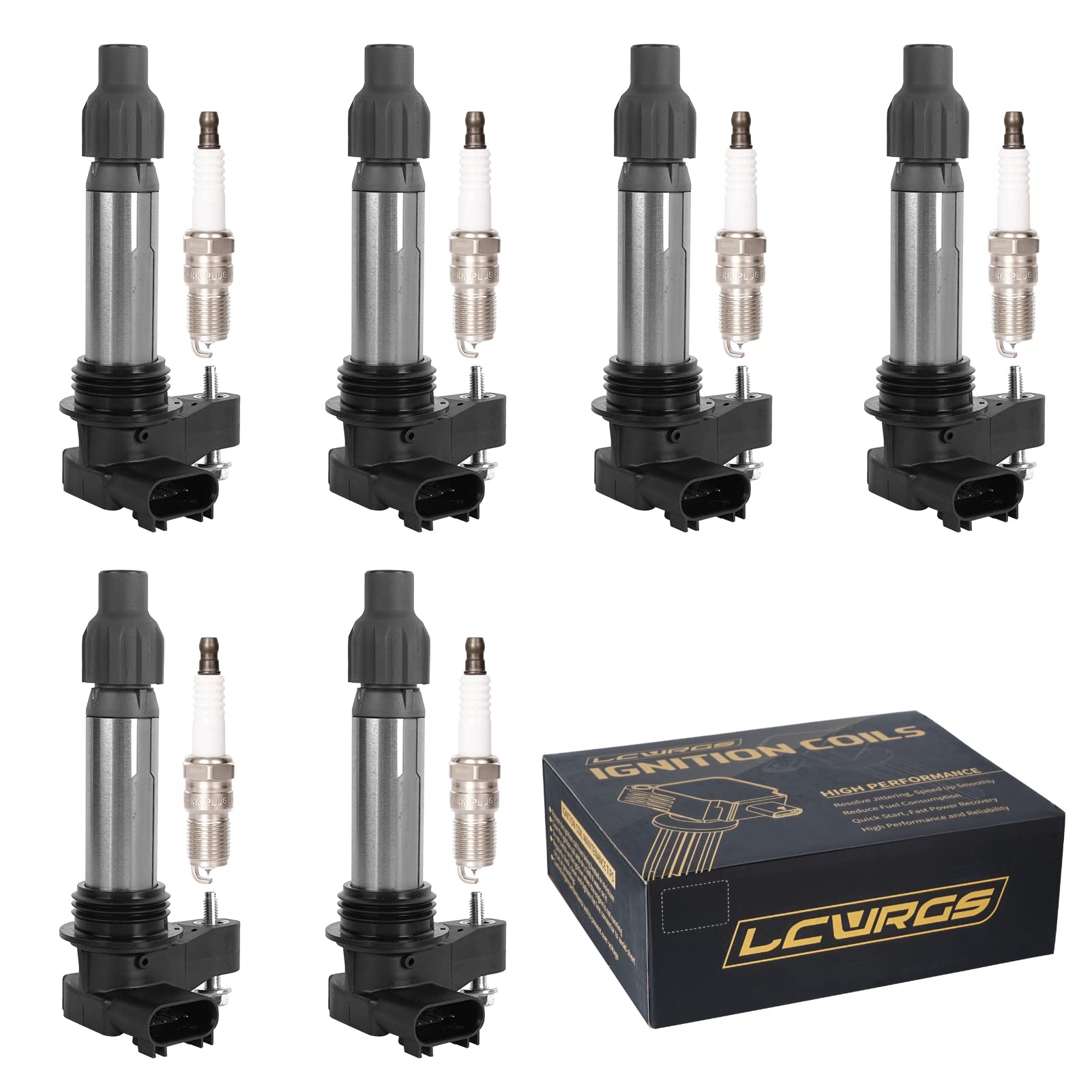Set Of 6 Ignition Coil Pack And Spark Plugs For Gmc Acadia Terrain Chevy Traverse Impala Equinox Malibu Cadillac Srx Buick Encla