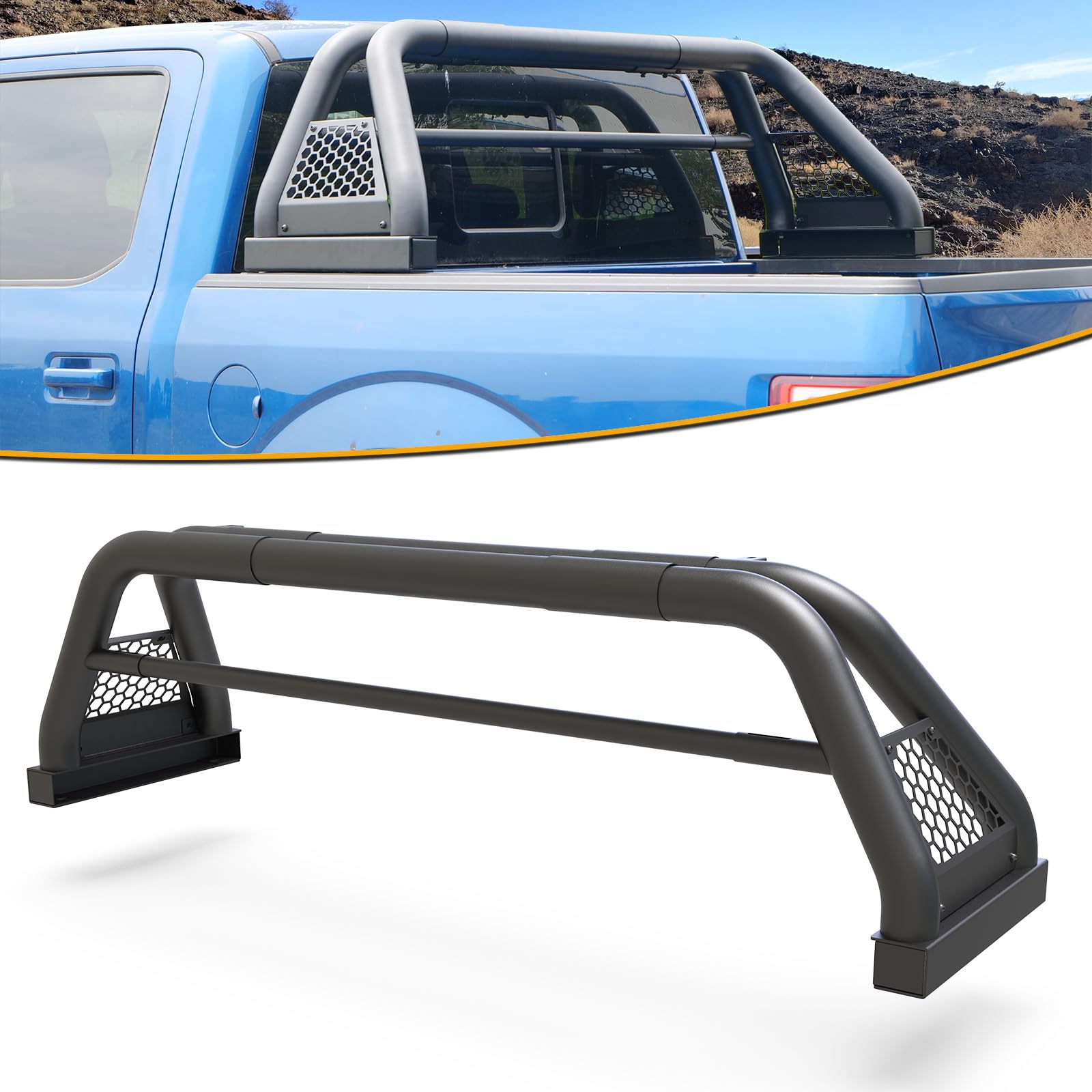 Universal Roll Bar For Pickup Truck,Wolfstorm Adjustable Sport Chase Rack Roll Bar Fit For Many Pickup Truck,Like Ford F-150/F-250/F-350/Dodge Ram/Chevy Silverado/Gmc Sierra/Toyota Tundra/Nissan Titan