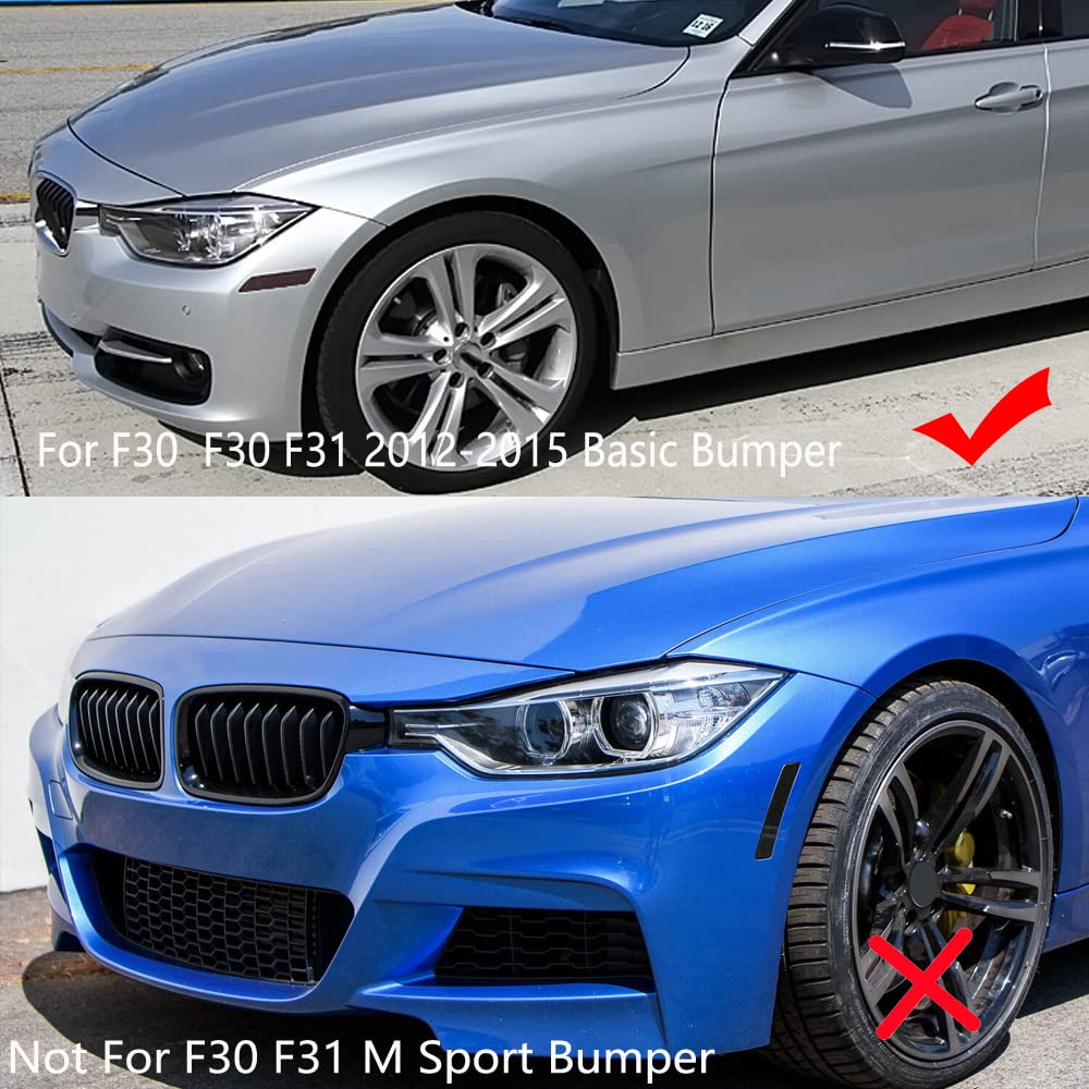 Kyyet Compatible With Bmw F30 F31 2012 2013 2014 2015 3-Series Front Bumper Side Marker Reflector Pair(Smoke Lens)