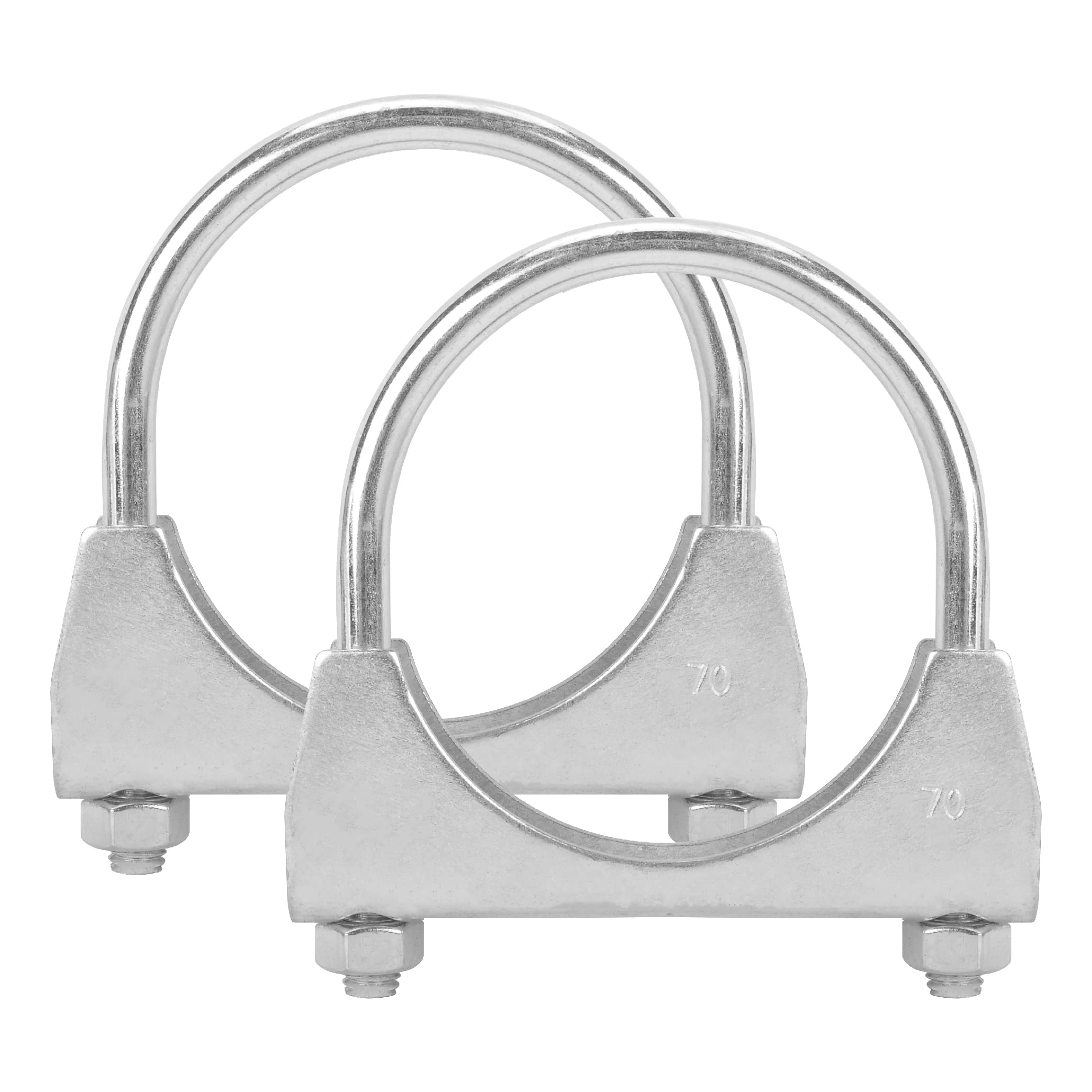 Batoneco 2.75'' U Bolt Clamp, Muffler Exhaust Clamps,2-3/4 Inch Saddle Style Heavy Duty Mild Steel(2-Pack)