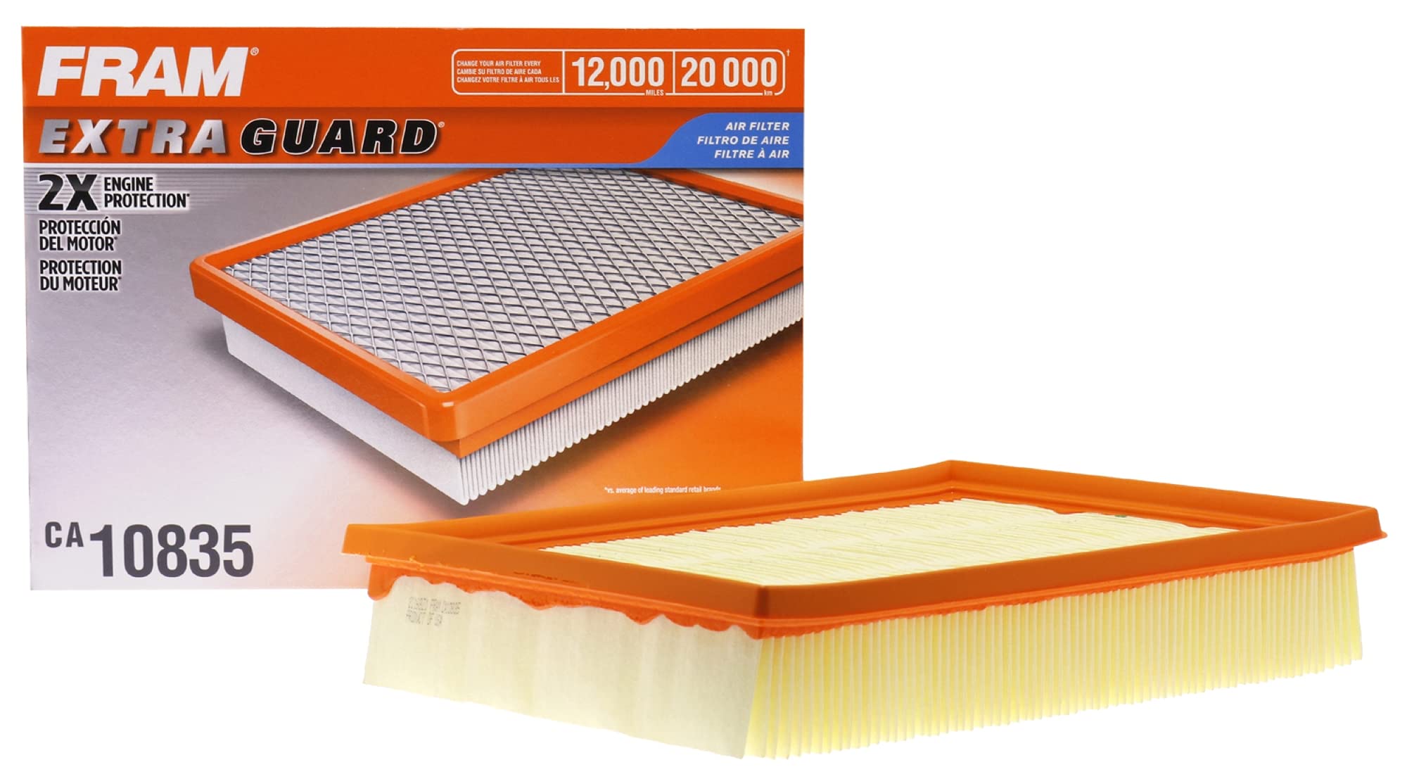 FRAM Extra Guard CA10835 Replacement Engine Air Filter for Select Lexus and Toyota Models, Provides Up to 12 Months or 12,000 Mi