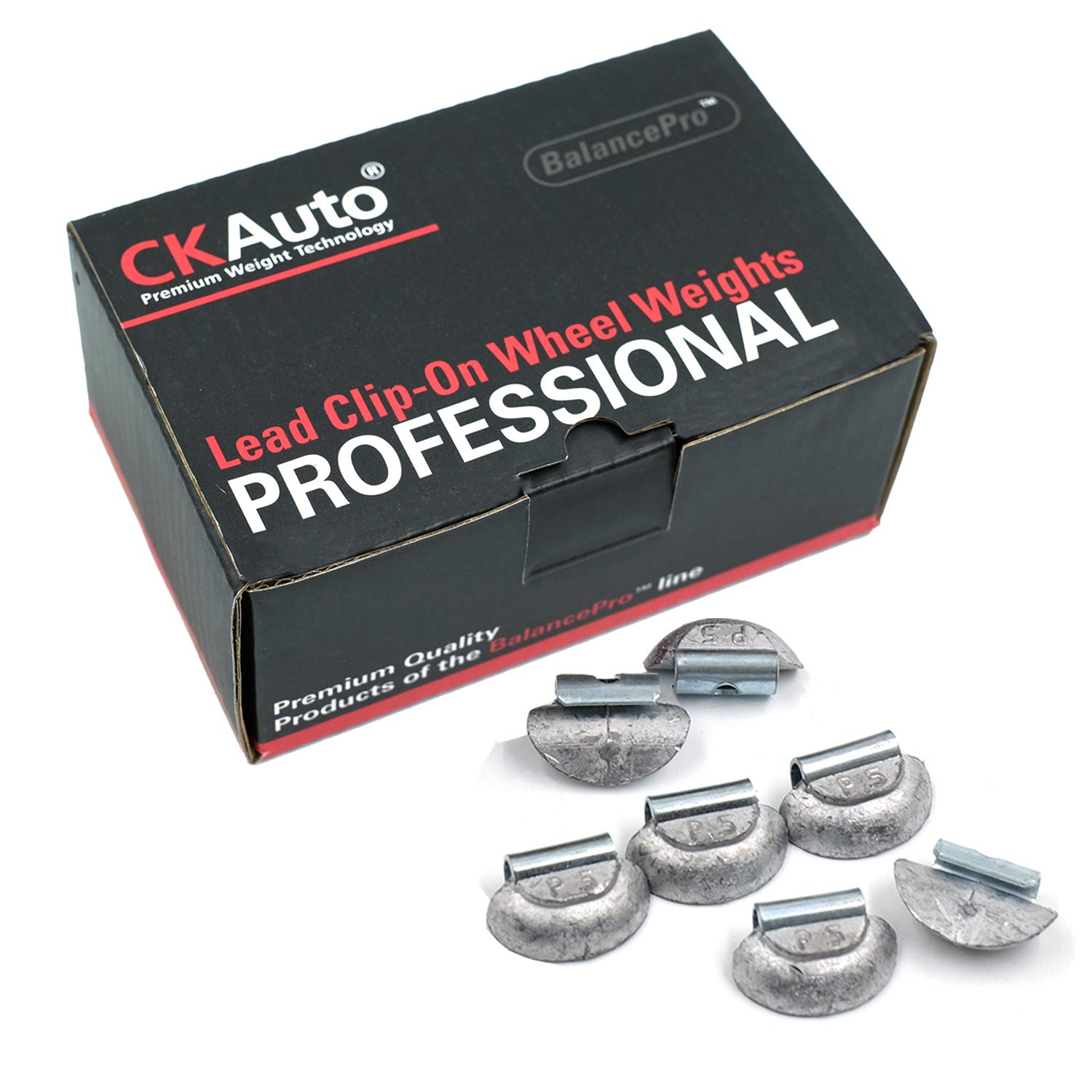 Ckauto P Style 1/2Oz, 0.5Oz Lead Clip On Wheel Weights, Uncoated, 50Pcs/Box