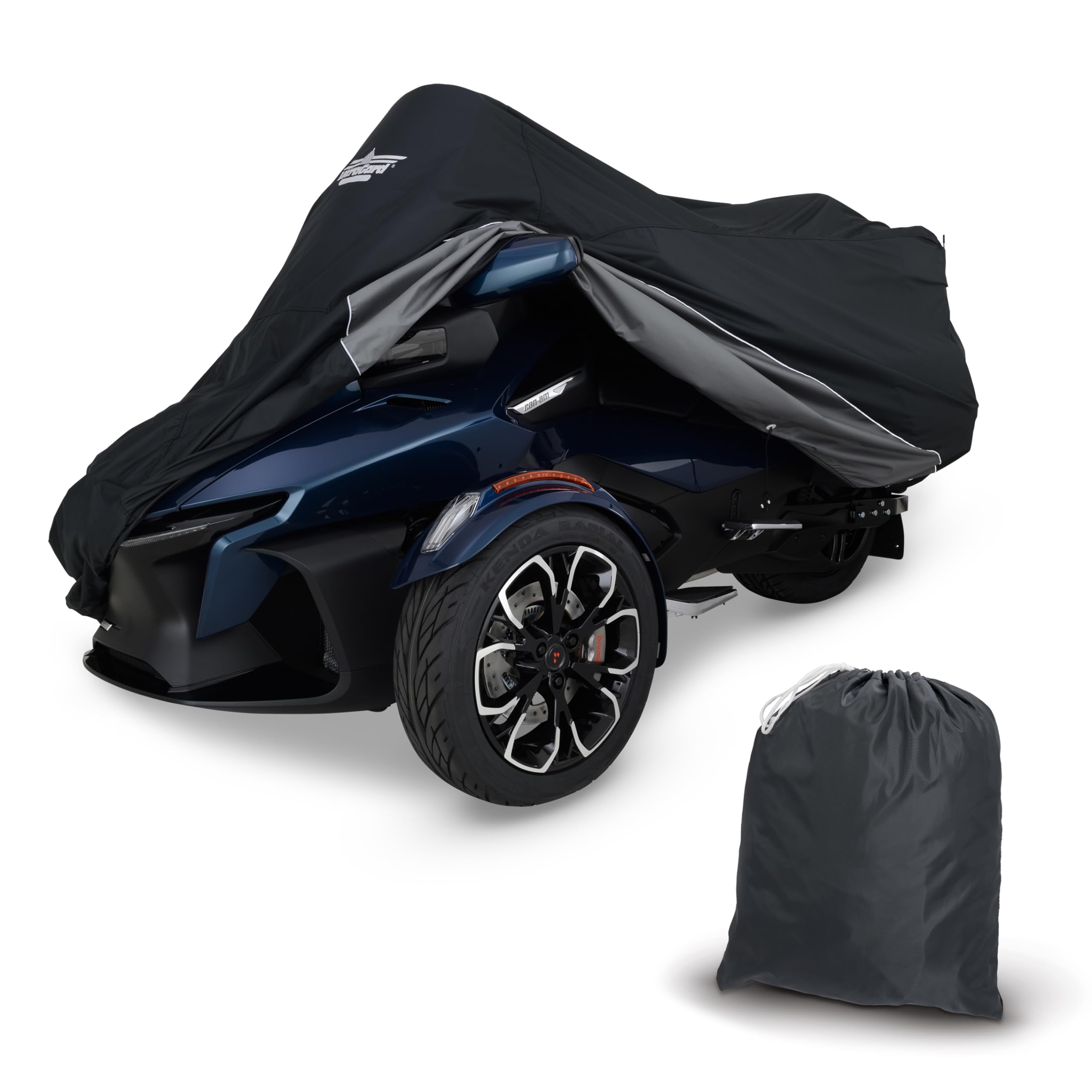 UltraGard Custom-Fit Can-Am Spyder RT Cover 2020+ - UV-Stable, Weather-Resistant Black/Charcoal Polyester with SoftTek Windshield Liner, Reflective Piping & Secure Elastic Hem