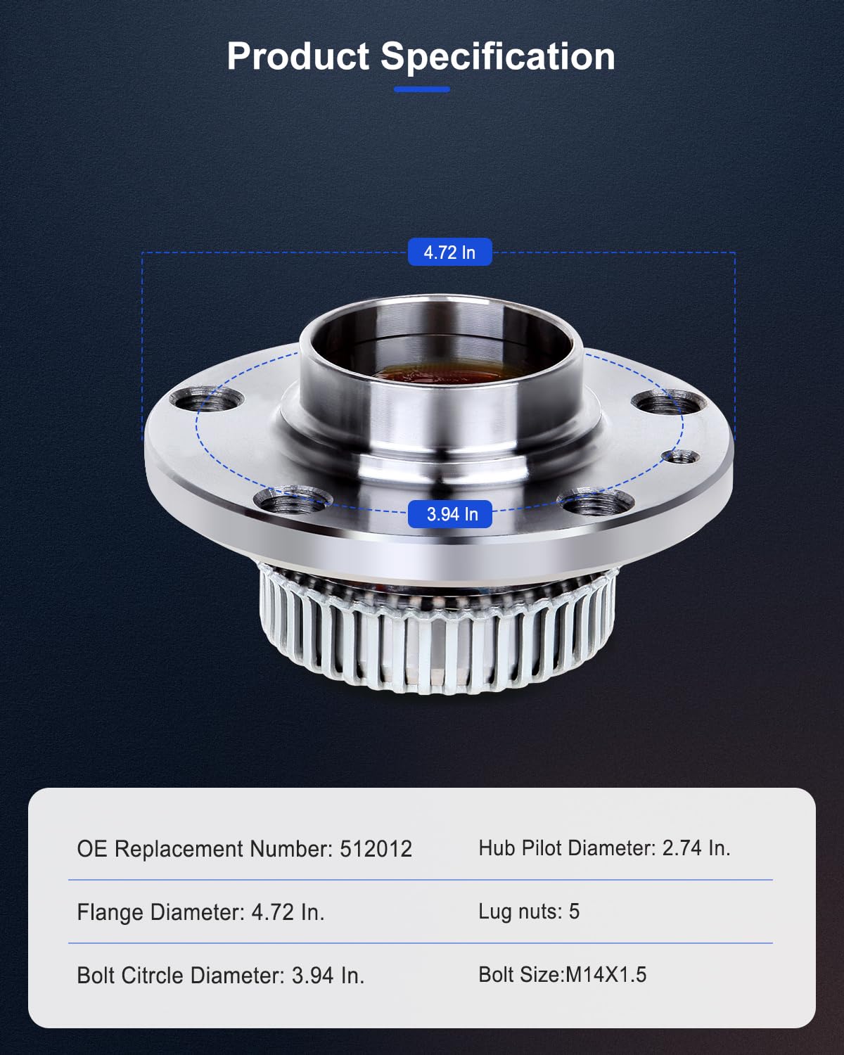 ECCPP Rear Wheel Hub Bearing Assembly 5 Lugs w/ABS for TT Beetle Compatible with 512012