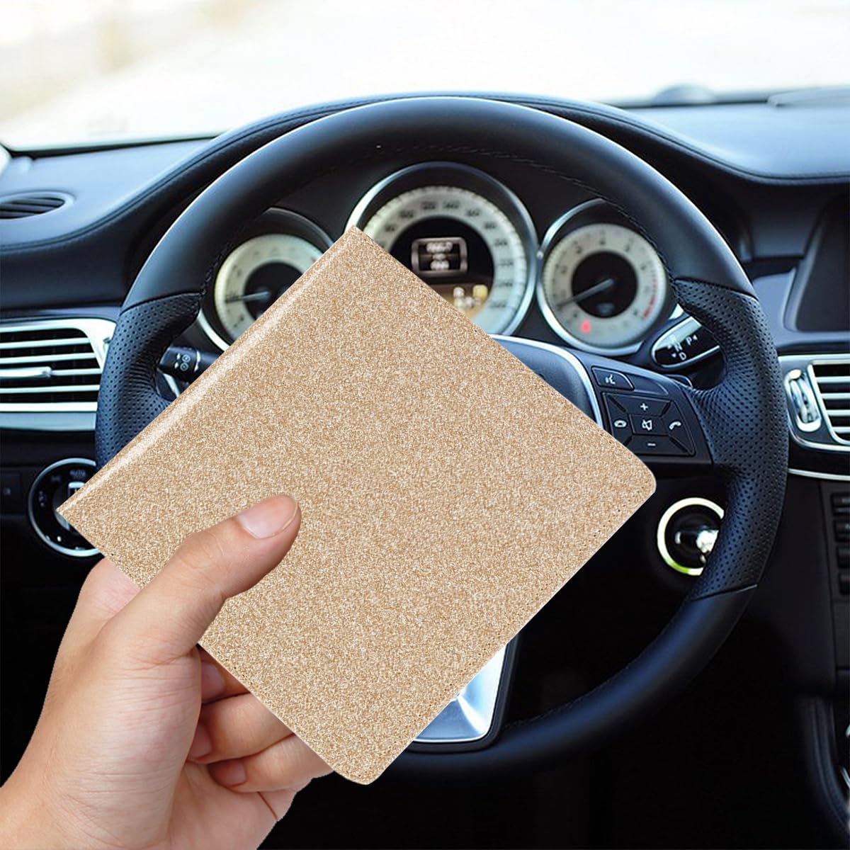 Tildosac Car Registration & Insurance Card Holder Leather Auto Glove Box Organizer Document Wallet With Magnetic Shut (Small-Gli