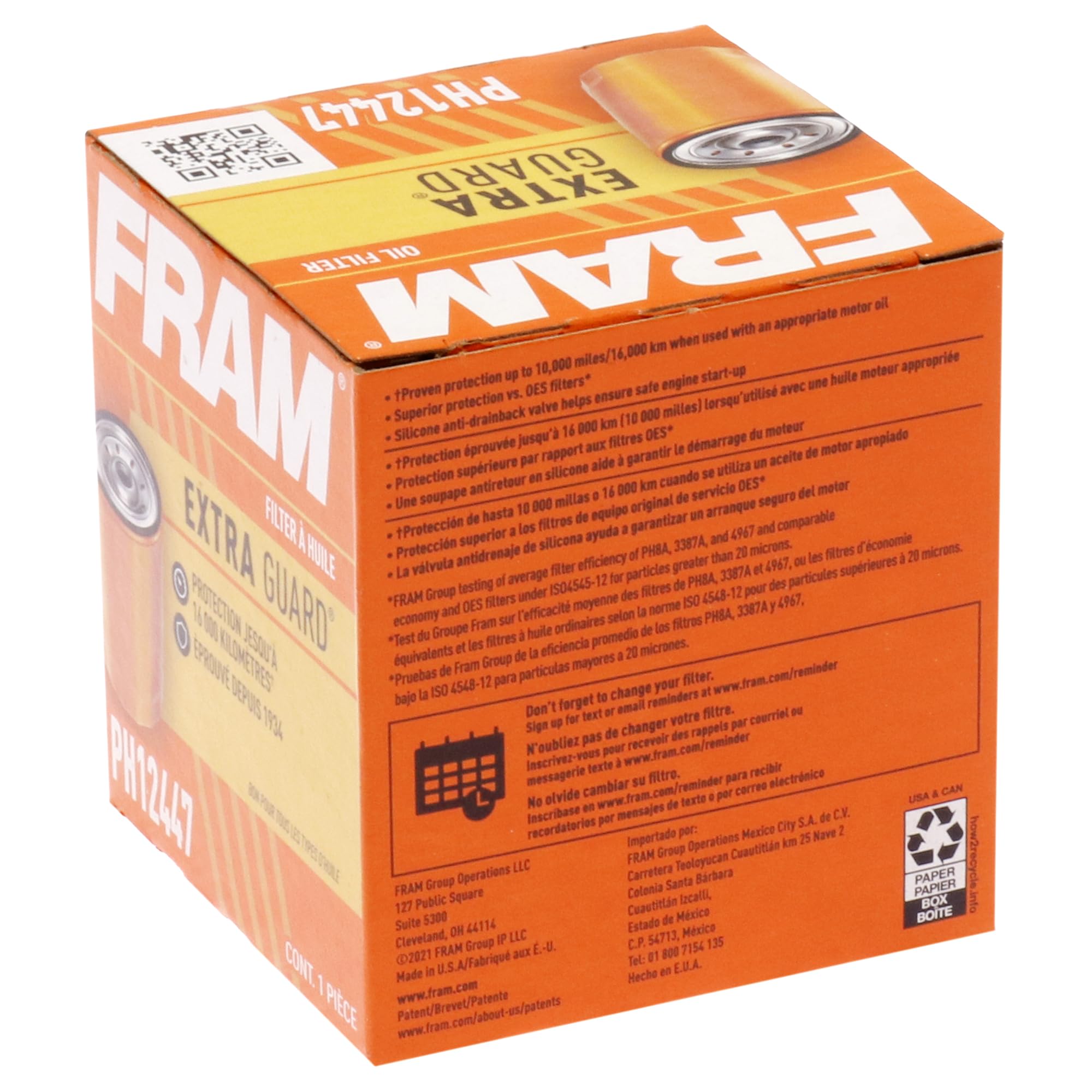 Fram Extra Guard Spin-On Automotive Replacement Oil Filter, Designed For Conventional And Synthetic Oil Changes Lasting Up To 10