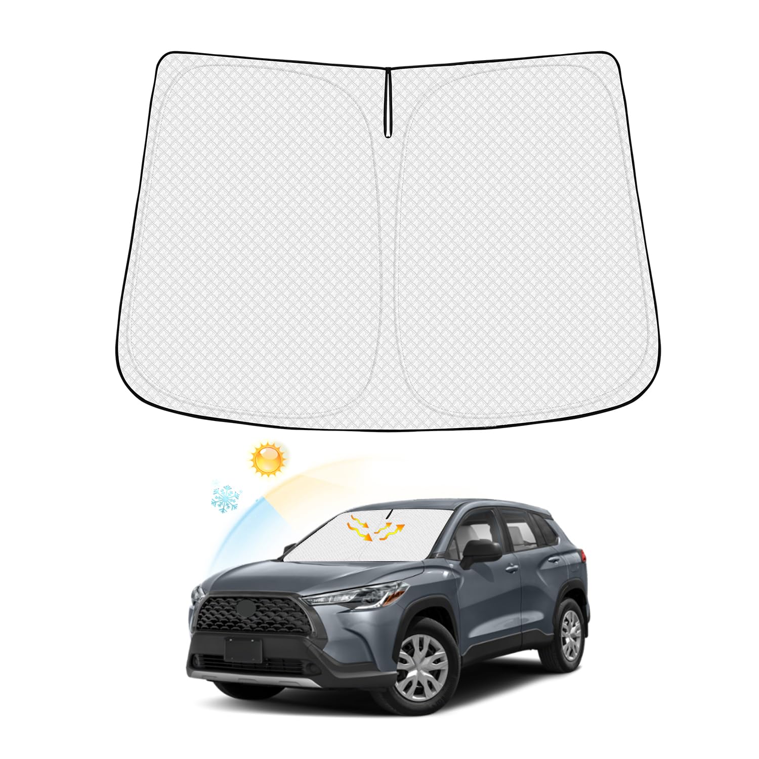 Canvcle Windshield Sun Shade For 2022-2025 Toyota Corolla Cross (Not For Corolla) Accessories Thicken 6-Layer Front Window Sunsh