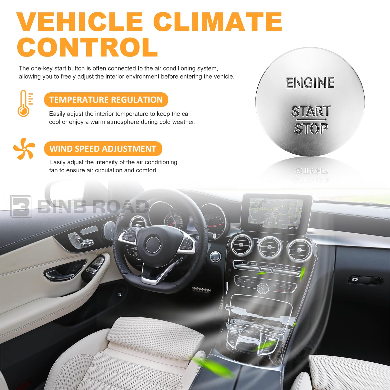 BINB ROAD Push Start Button 2215450714 Compatible with Mercedes Benz C300 CLA250 E350 GLA350 GLC300 ML350 S500 SL550 SLK250