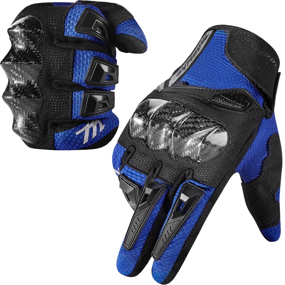Motorcycle Gloves Touchscreen Motocross Dirt Bike Riding Glove with Carbon Fiber Protective Hard Knuckles for Men Women Model MD