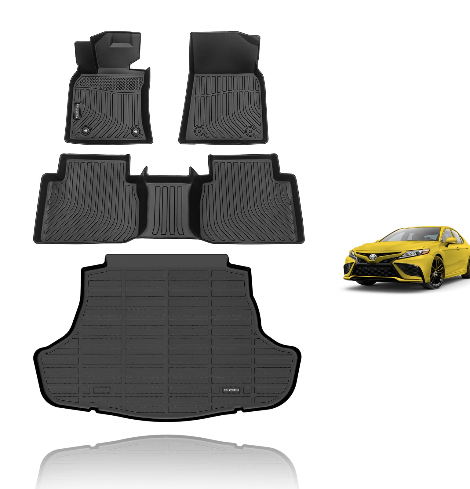 KELCSEECS Floor Mats & Cargo Liner for 2024 2023 2022 2021 2020 2019 2018 Camry(Not Fit AWD & Hybrid) All Weather Car Mats Cargo