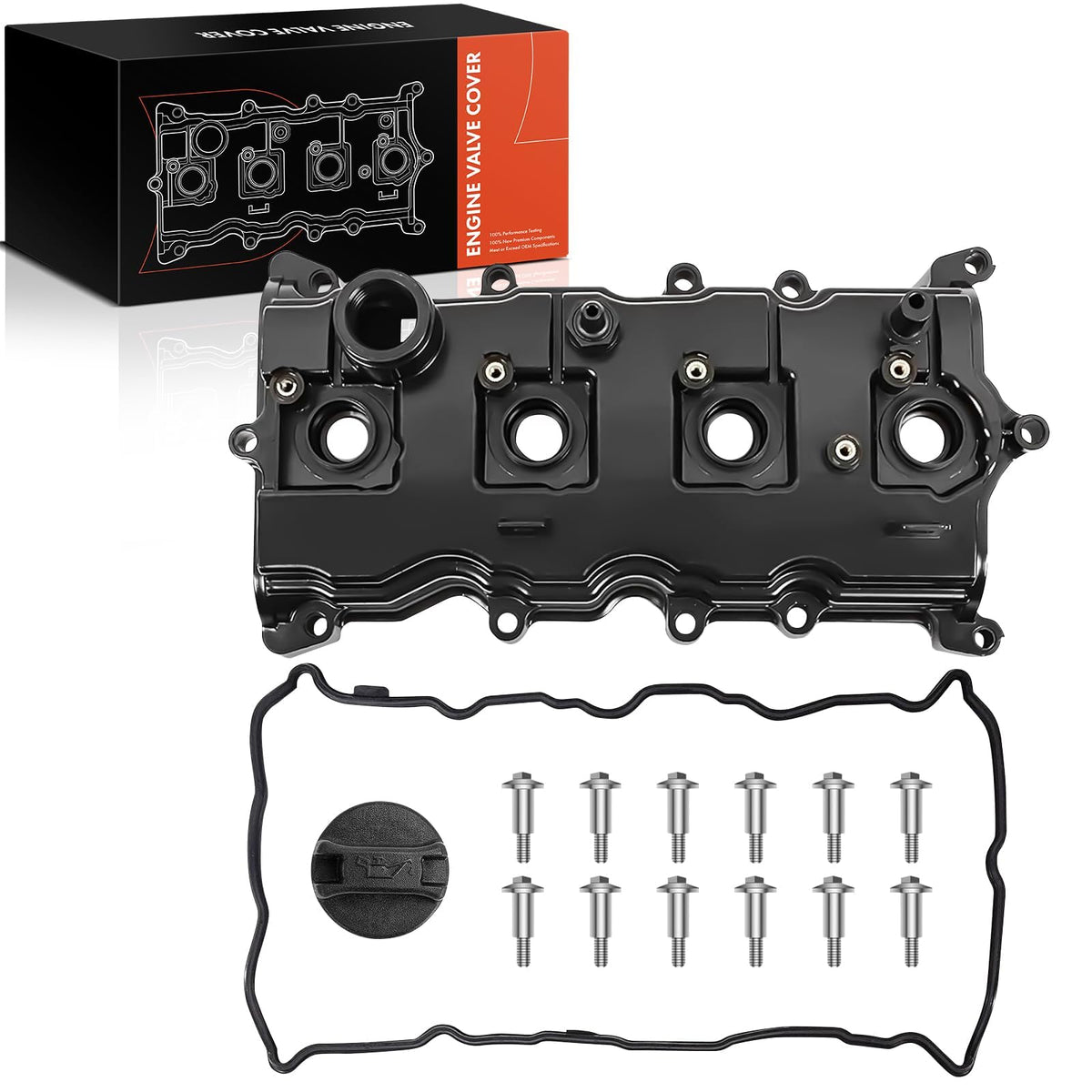 A-Premium Qr25De Engine Valve Cover With Gasket, Oil Cap & Bolt Compatible With Nissan Altima (Hybrid) 2007-2013, Sentra Se-R 2007-2012, Rogue 2008-2013, L4 2.5L Gas, Replace # 13264-Ja00A 13270-Ja00A