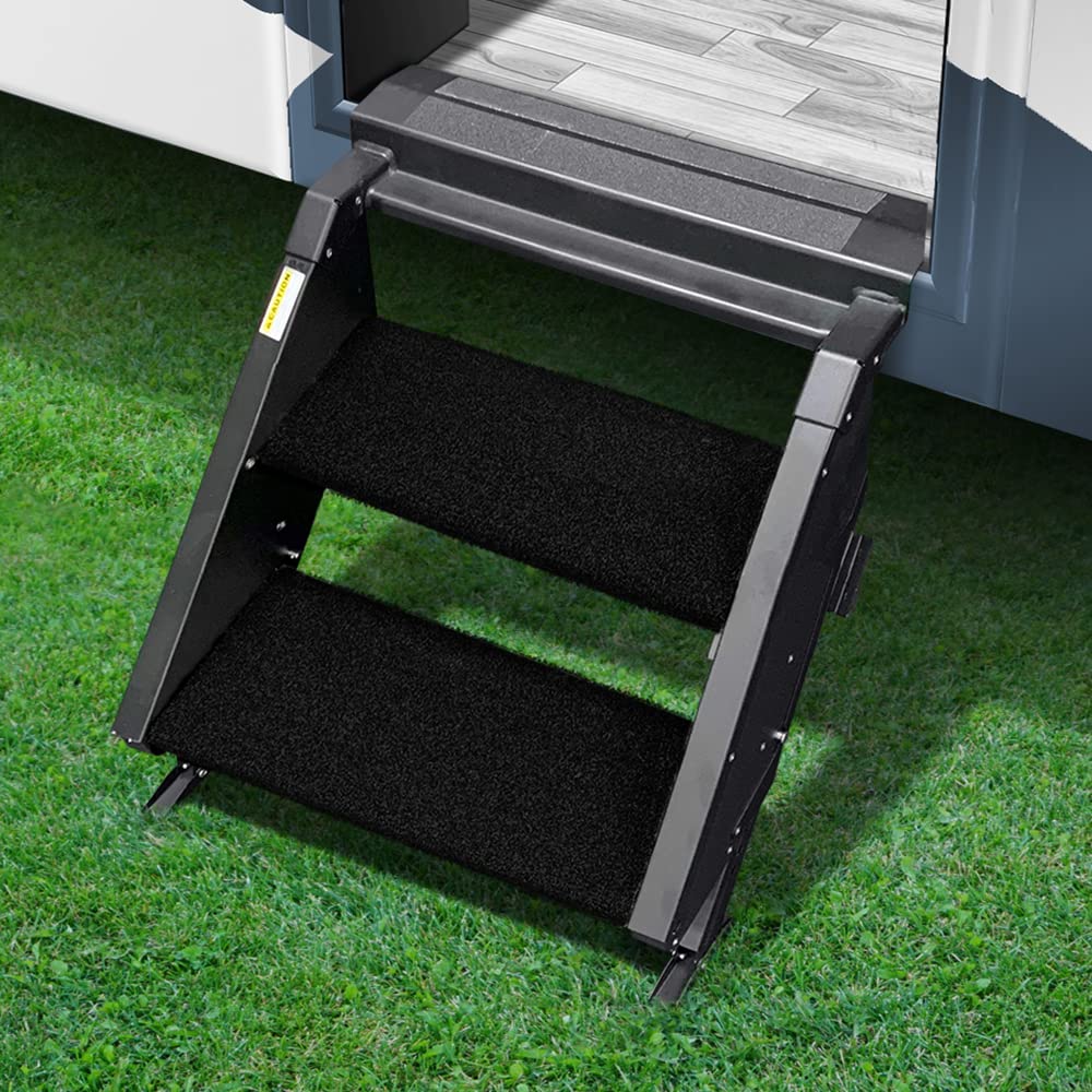 Prest-O-Fit 2-0236 Trailhead Universal Rv Step Rug - 19.5' Wide, Obsidian Black, 2-Piece Set