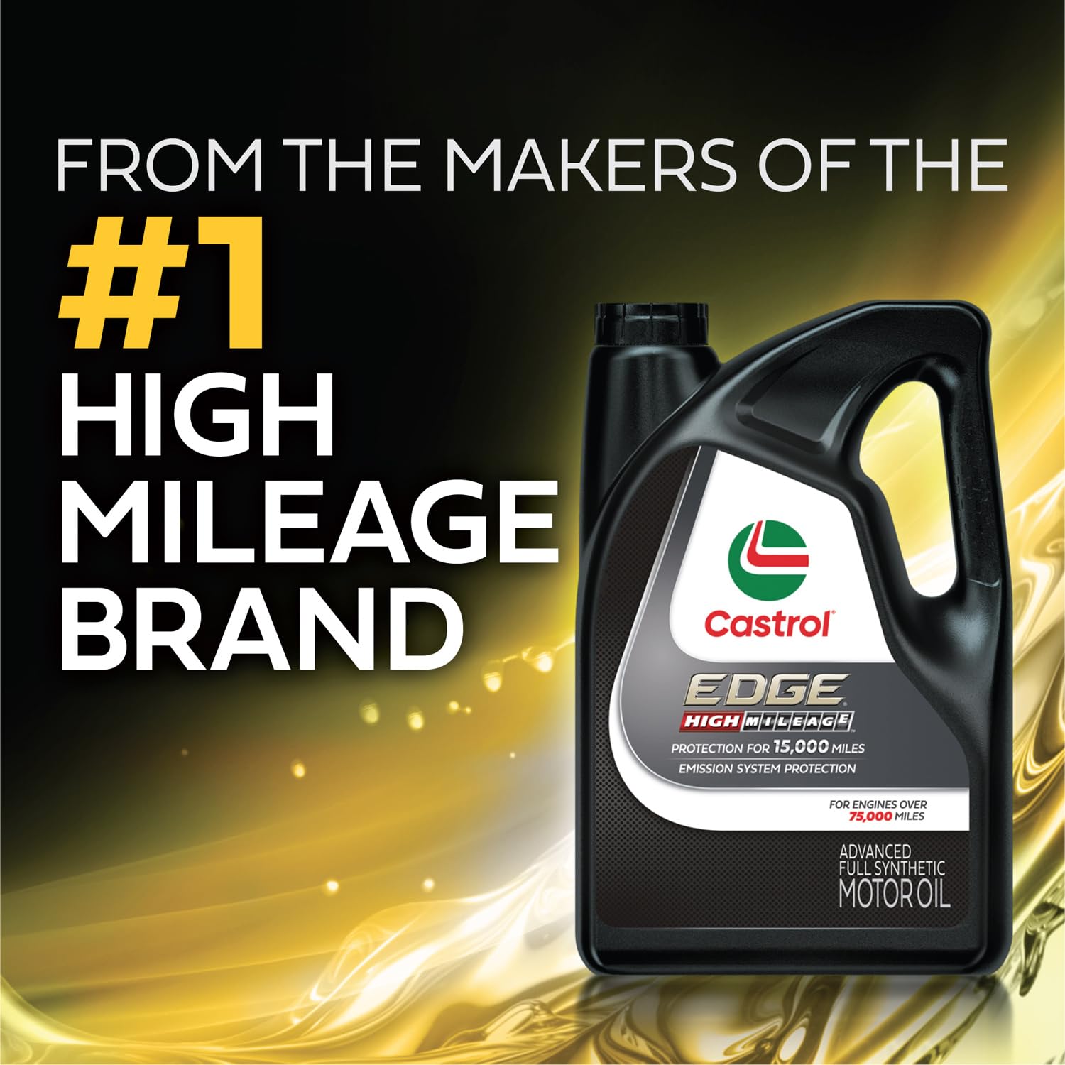 Castrol Edge High Mileage 5W-30 Advanced Full Synthetic Motor Oil, 5 Quarts, Pack Of 3