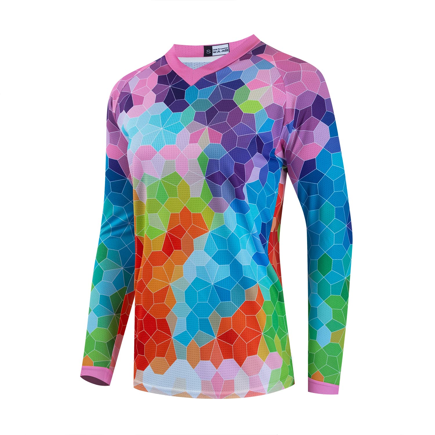 Mountain Bike Jersey Women, Ladies Dirt Bike Shirt For Motorcycle Motocross Bmx Moto Mx Riding Fishing Workout Offroad Scooter Off Roading Downhill Racing Powersports Motorsports,Colorful Paint Xl