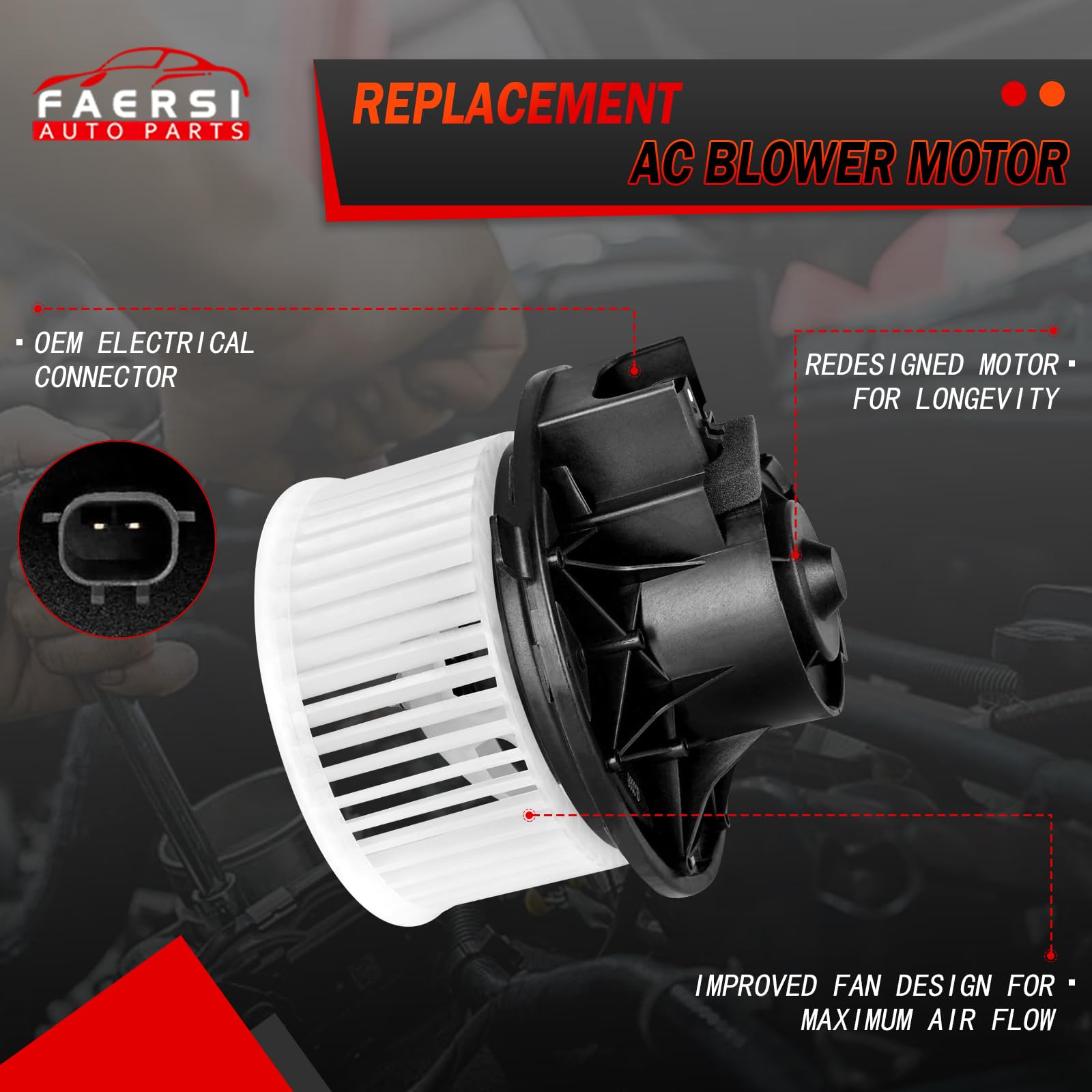 Faersi A/C Heater Blower Motor With Fan Cage Compatible With Jeep Wrangler 2002-2006, Jeep Liberty 2002-2007 Hvac Blower Motor A