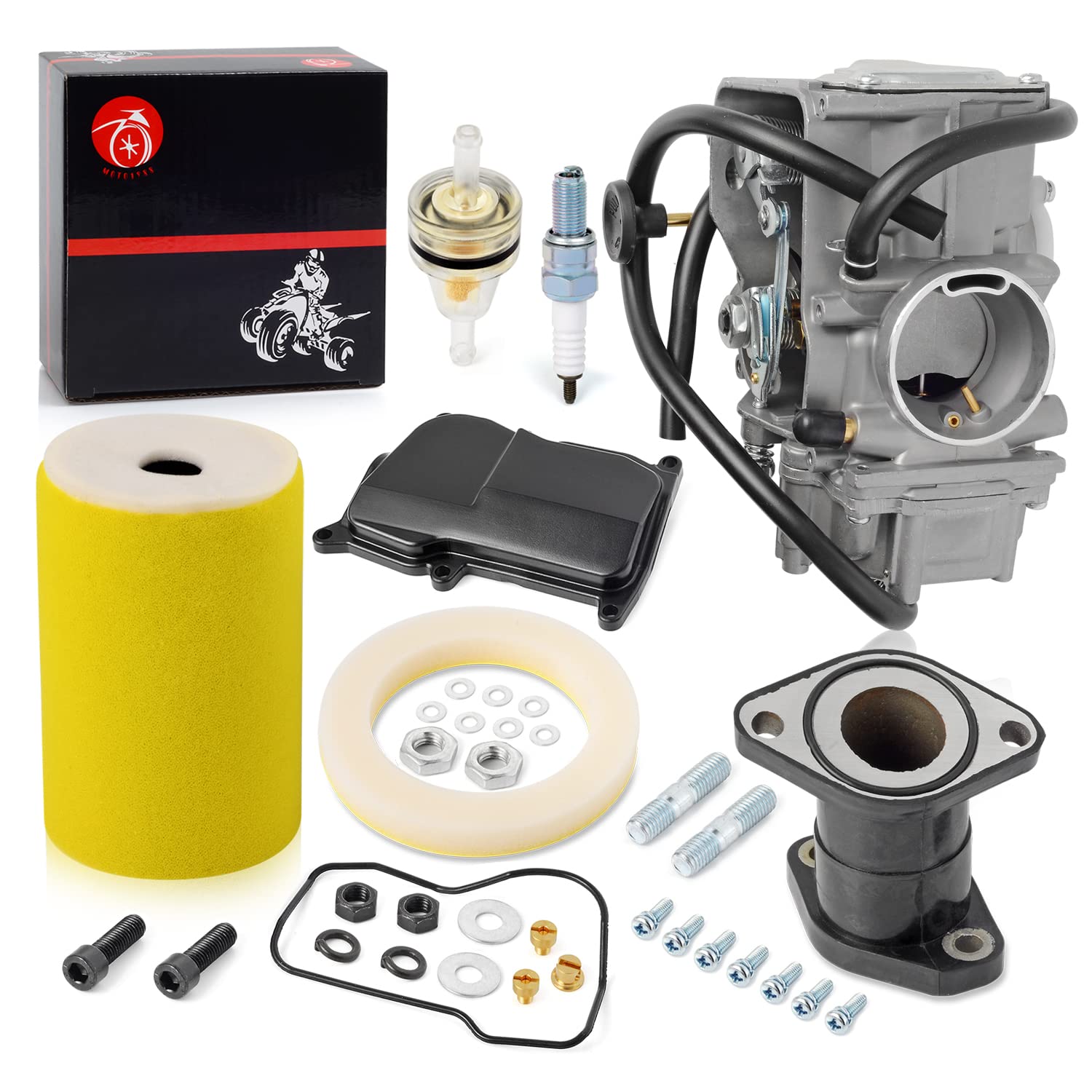 Carburetor Carb and Air Filter Foam Intake Manifold For YAMAHA 1987-1998 Big Bear 350 1987-1995 Moto 4 YFM350ER 1996-1998 Kodiak