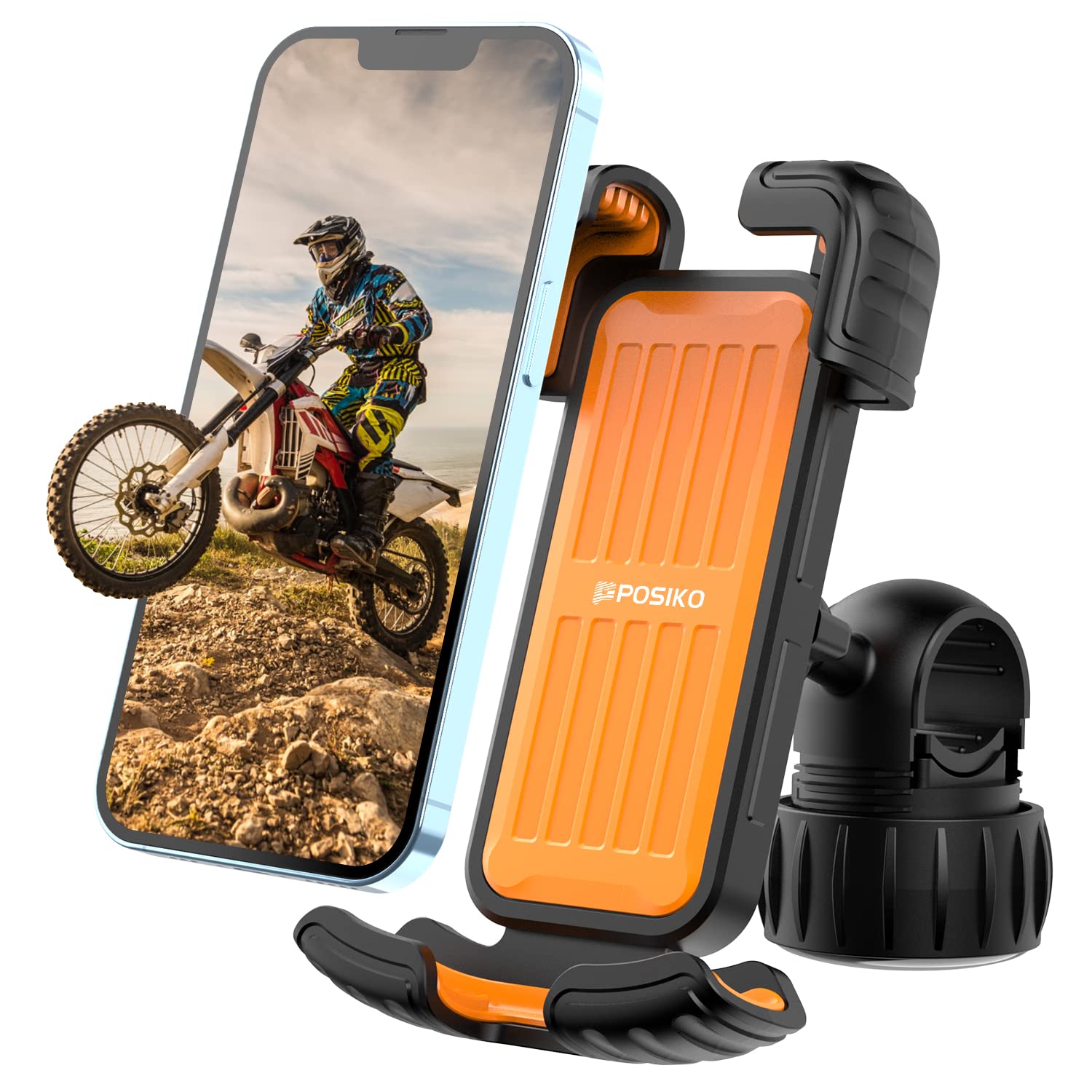 POSIKO Motorcycle/Bicycle Phone Mount for 4.76.8inch Phones (Orange)