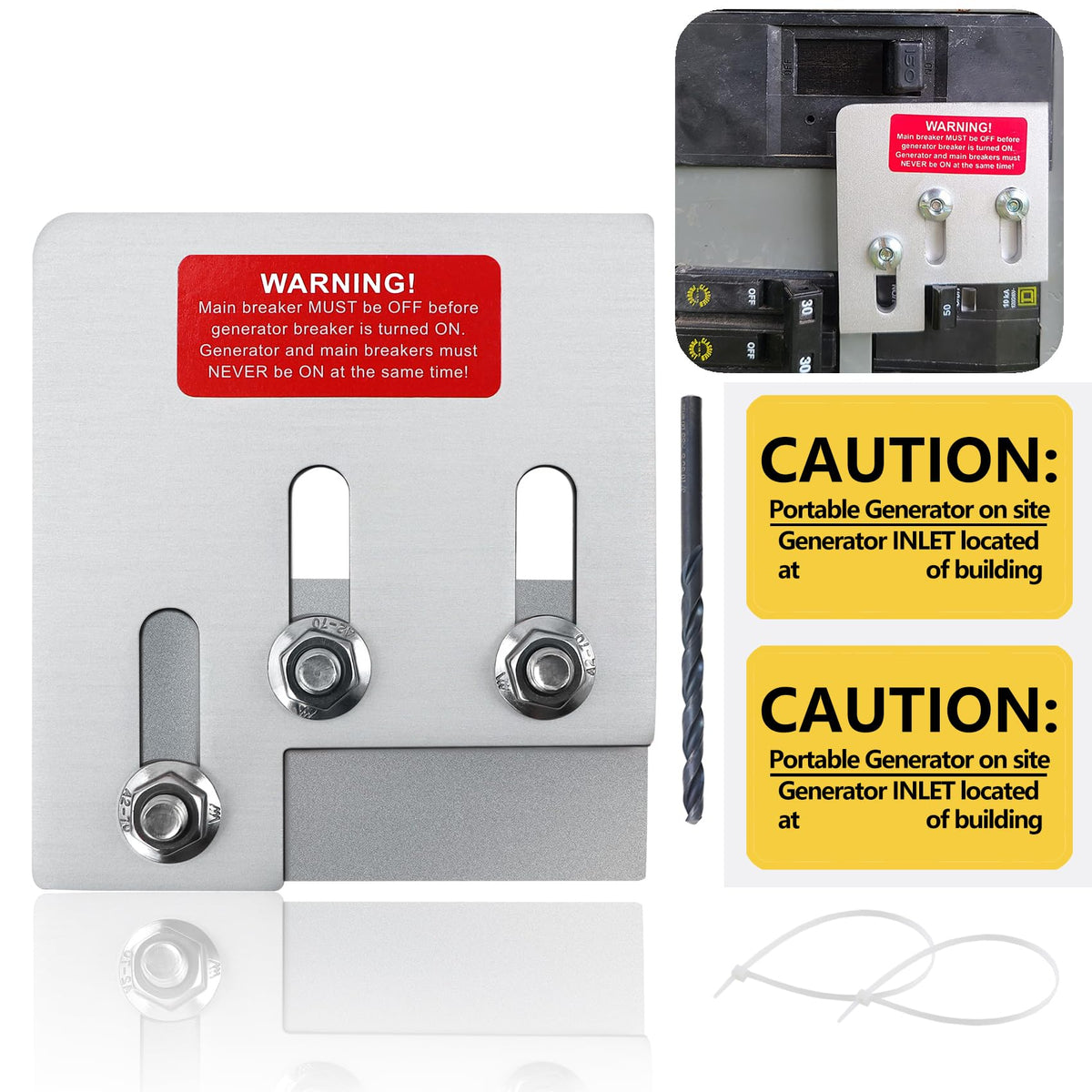 Generator Interlock Kit Compatible With Square D Qo Or Homeline 150 Or 200 Amp Panels. 1 3/8 In Spacing Between The Main And Generator Circuit Breakers, Sd200A Professional Generator Interlock Kit