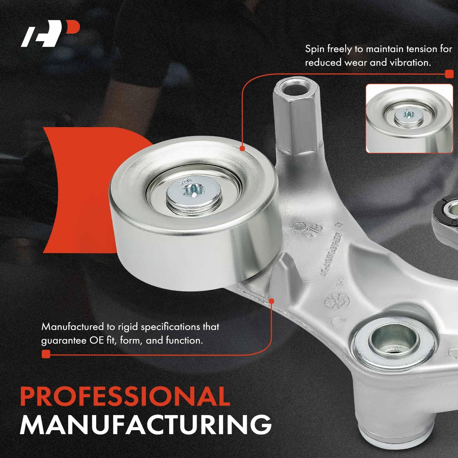 A-Premium Belt Tensioner Assembly With Pulley Compatible With Honda Civic 2007 2008 2009 2010 2011 1.8L, Replace# 31170Rwk005, 3