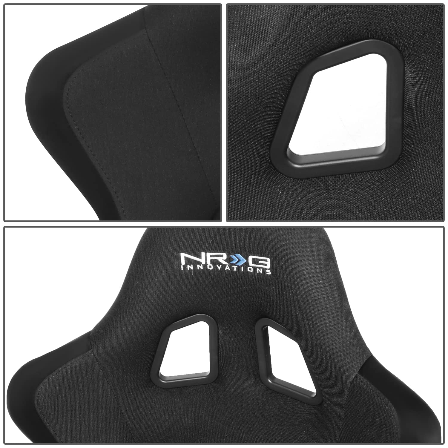 Nrg Innovations Nrg-Frp-310E Fiber Glass Fixed Back Bucket Racing Seat (Medium), 4 Pt Harness Compatibility, Black Seat Cover, 2