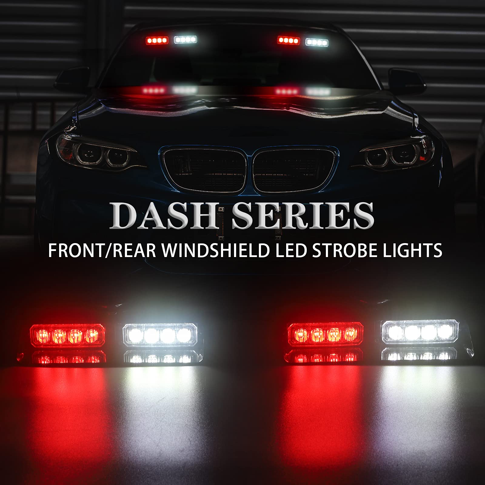 Xridonsen 2 In 1 Emergency Dash Lights Red White Volunteer Firefighter Lights Warning Hazard Safety Flashing Law Enforcement Res