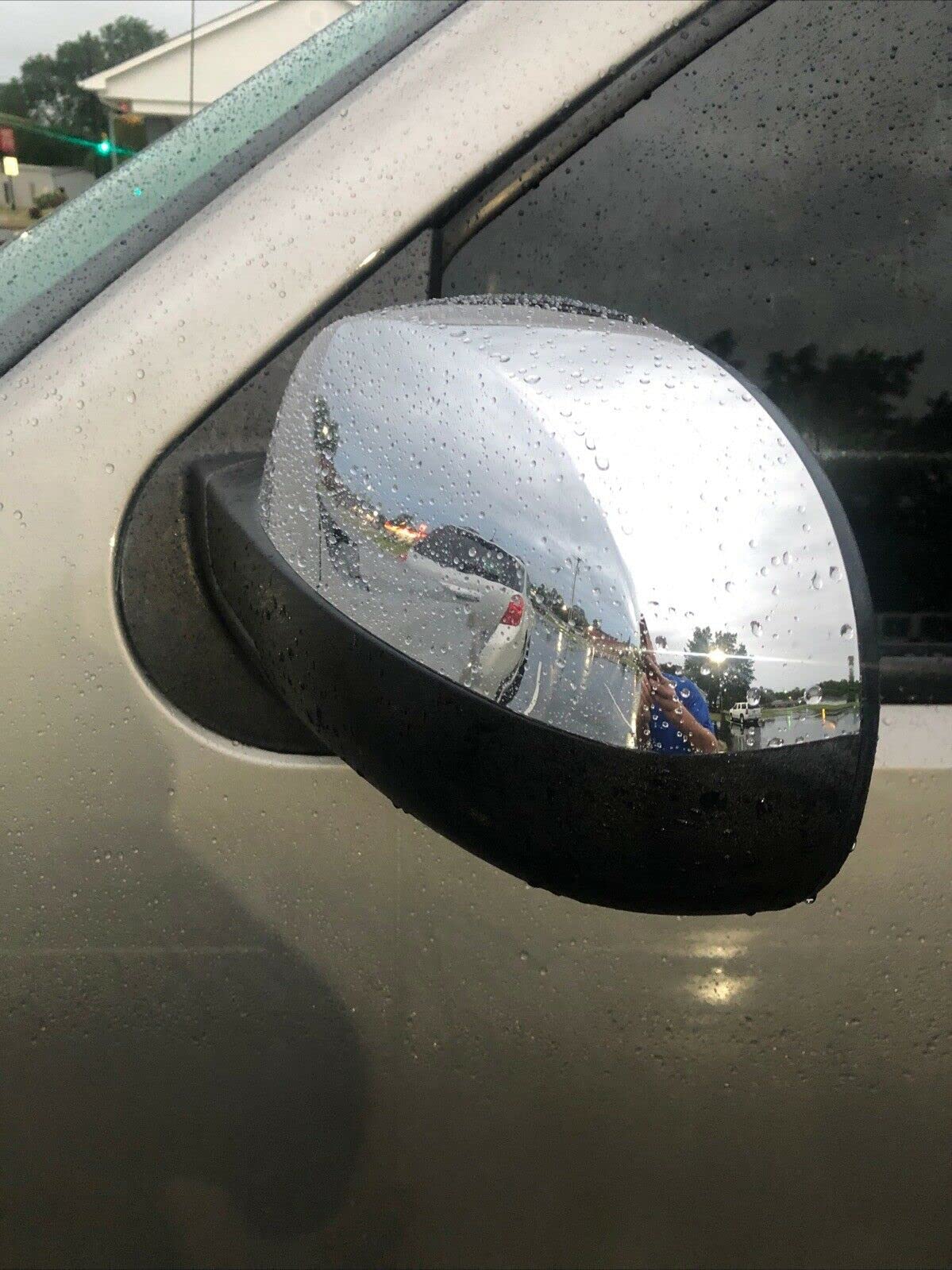 Hecasa Pair Chrome Mirror Half Caps Compatible With 2007-2014 Chevy Silverado Gmc Sierra Avalanche Tahoe Suburban Yukon Escalade Esv Est Lh & Rh Side View Upper Mirror Cover