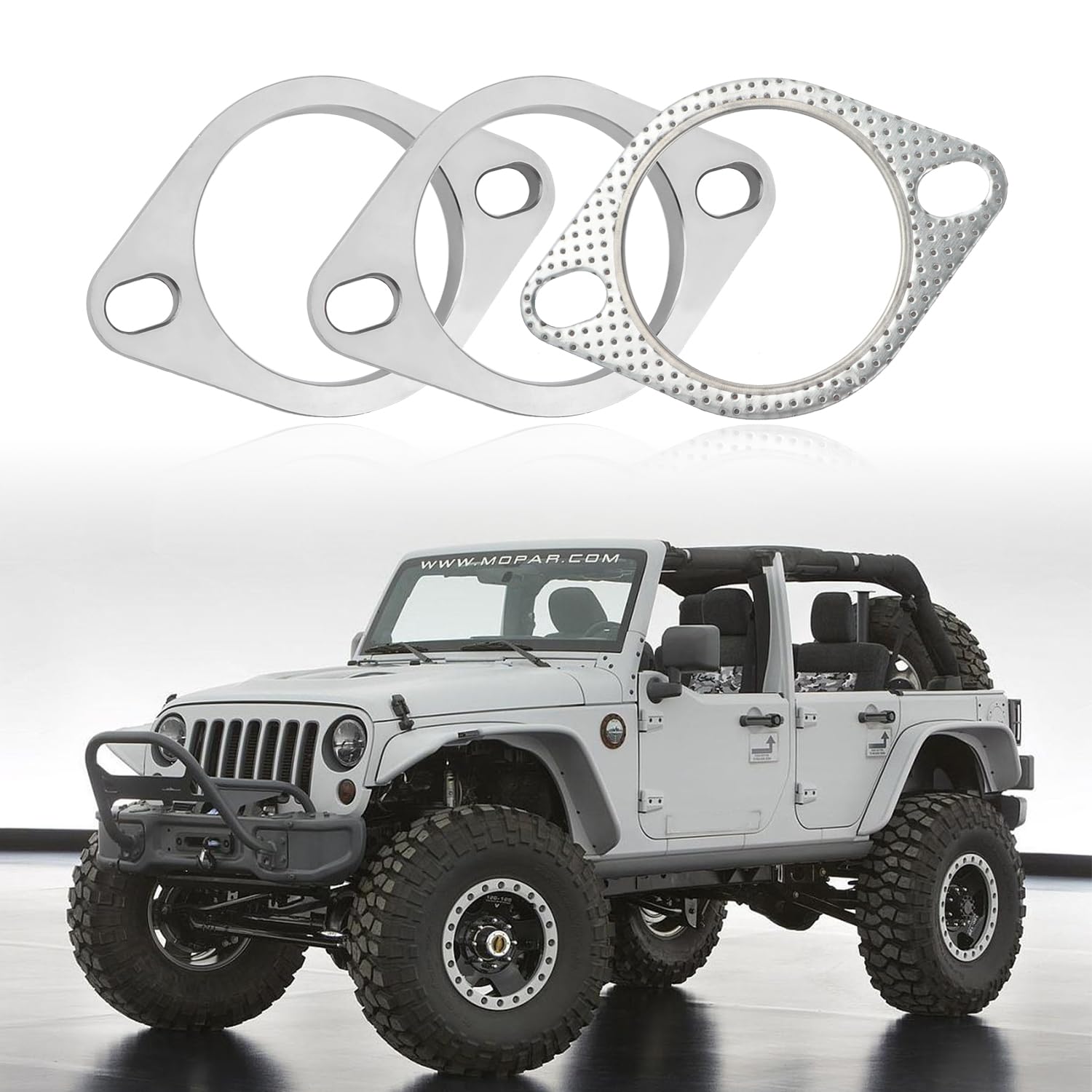 2-Bolt 2.25 Inch Exhaust Flange Repair Kit,Stainless Steel Exhaust System Kit With Exhaust Gasket & Exhaust Bolts,Exhaust Pipe F