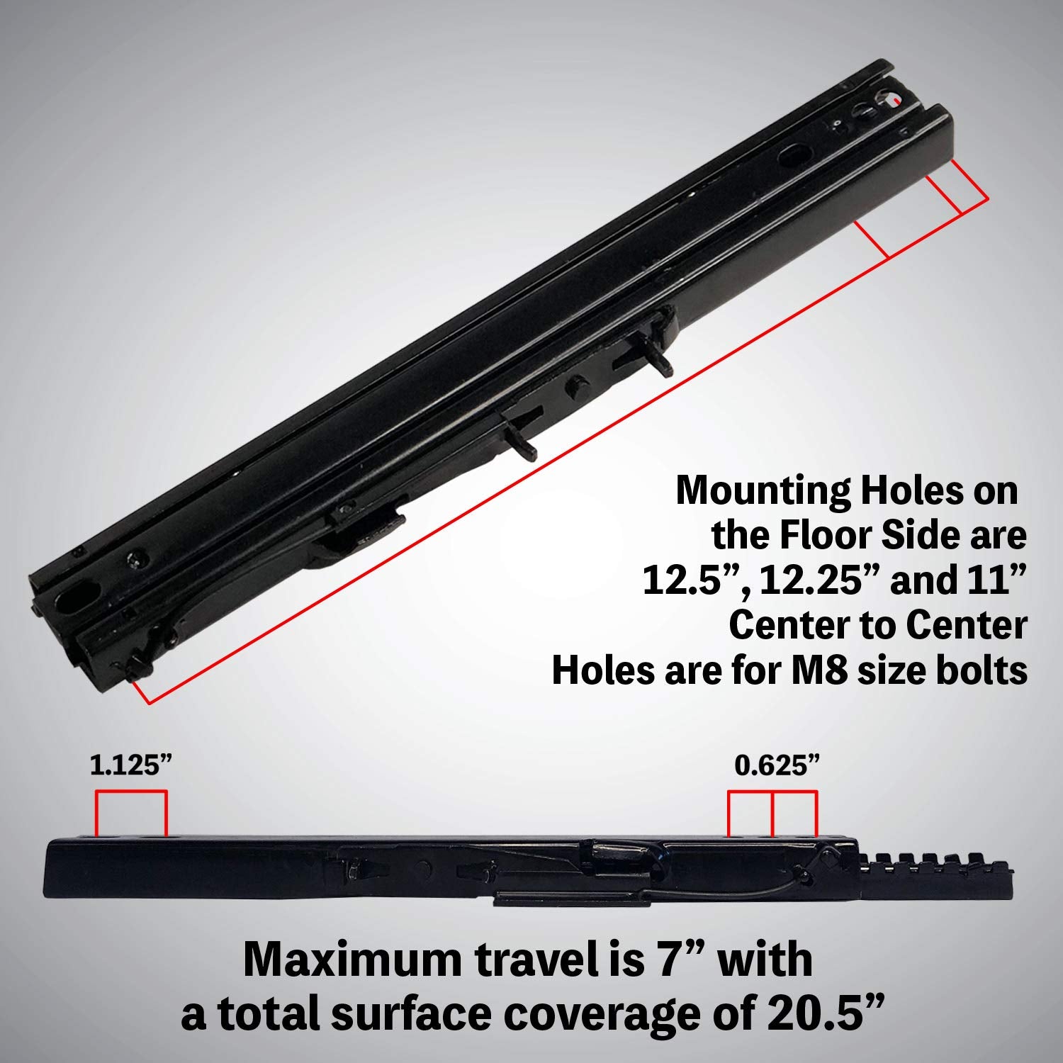 Invictus Universal Vehicle Seat Slider Track Set For Aftermarket Seats (Pack Of 2)