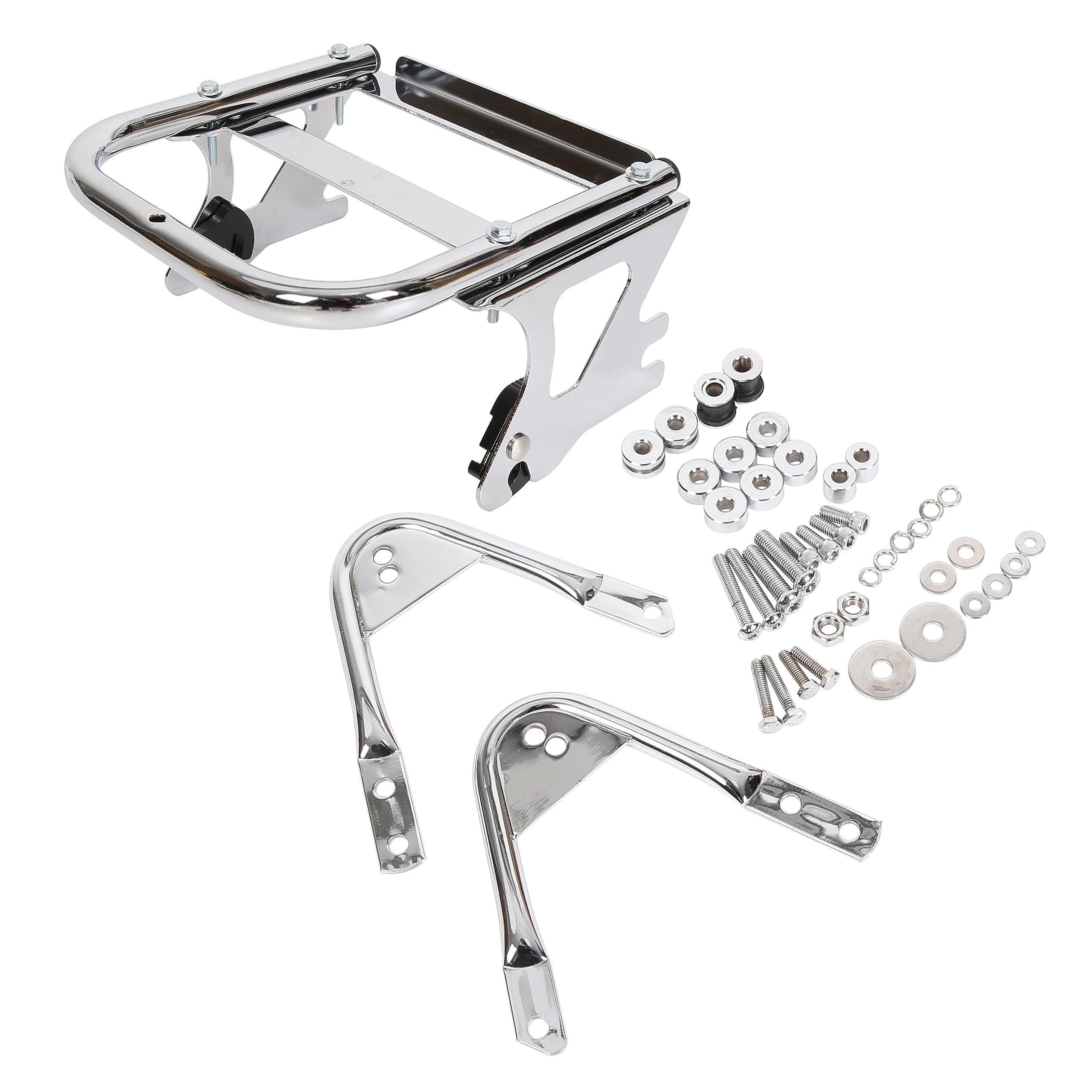 Ecotric Detachable Two Up Tour Pack Luggage Rack W/Docking Hardware Kit Compatible With 1997-2008 Harley Touring Road King Electra Glide Street Glide Road Glide Chrome Tour Pak Mounting