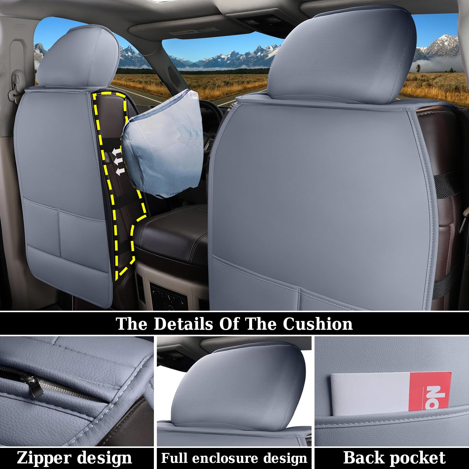 Coverado Car Seat Covers Full Set, Waterproof Ram 1500 Seat Cover Compatible With 2002-2025 Ram 1500 2500 3500 Crew Double Mega