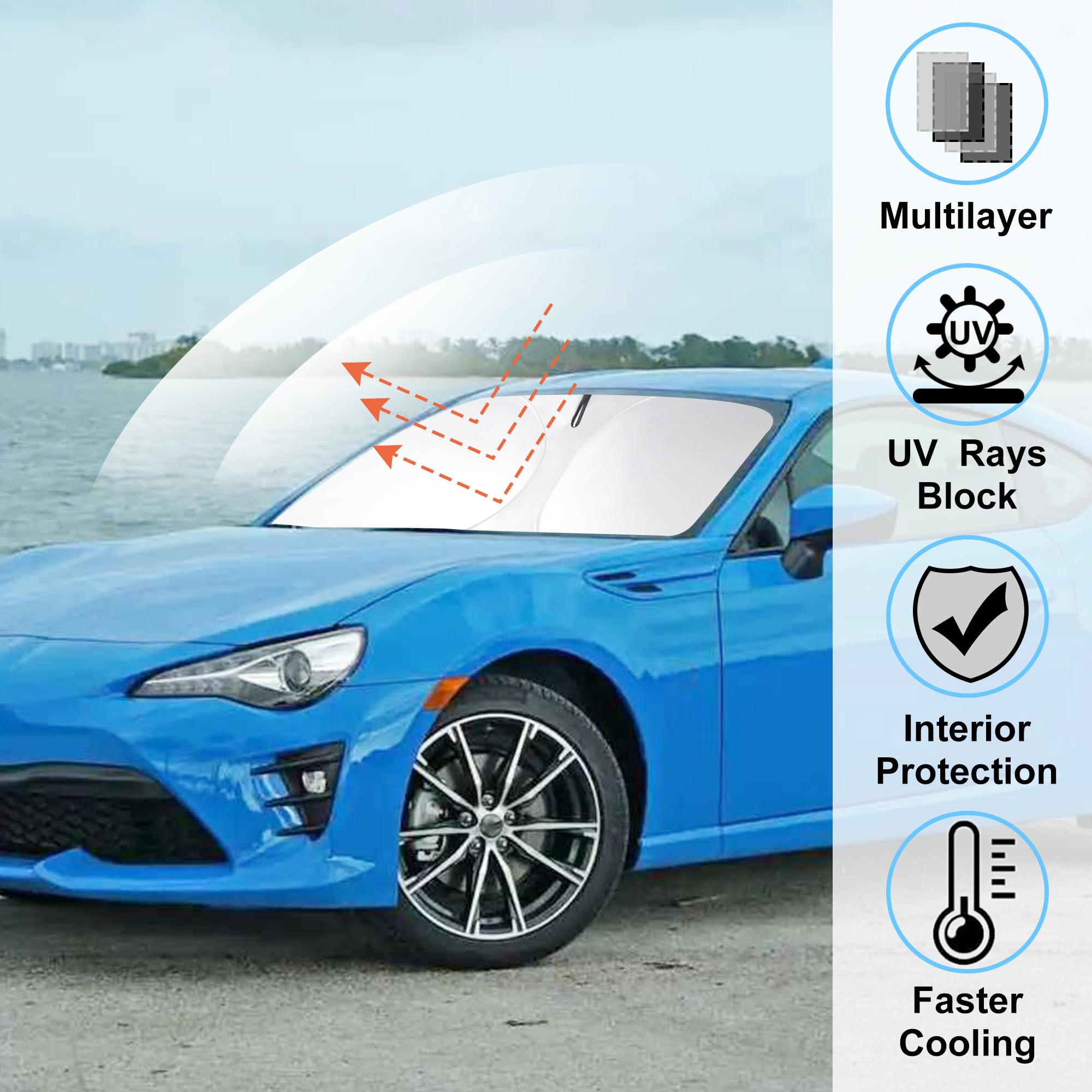 Windshield Sun Shade Window Sunshade Custom Fit 2017-2021 Toyota 86/2022-2023 Toyota Gr86/2013-2023 Subaru Brz/2012-2016 Scion F